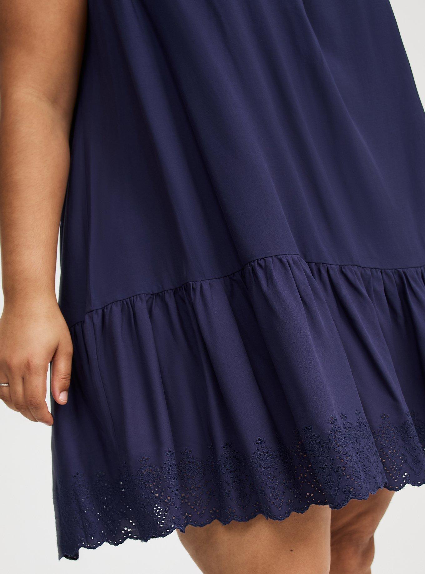 Mini Drop-Waist Scallop-Hem Dress