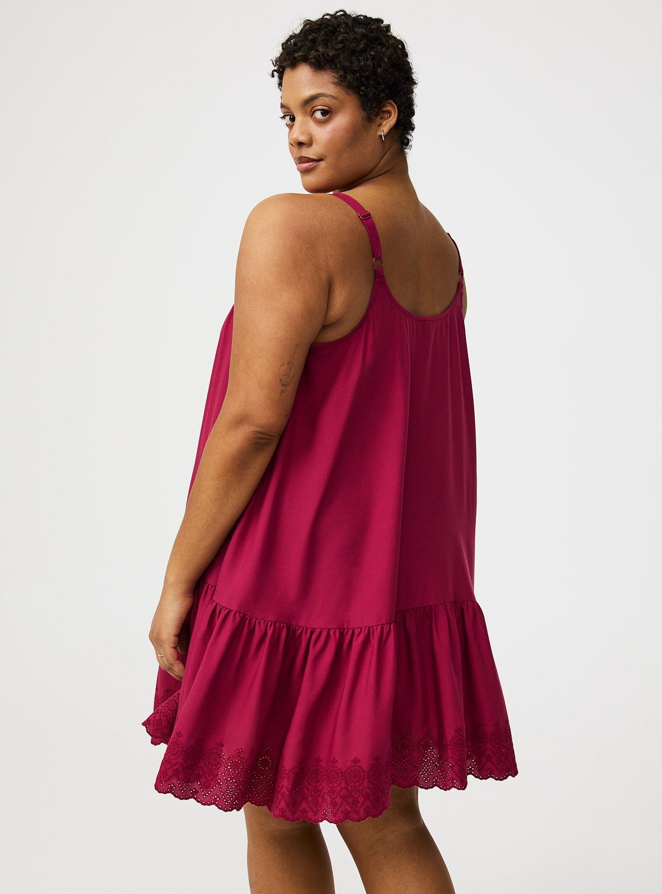 Mini Drop-Waist Scallop-Hem Dress