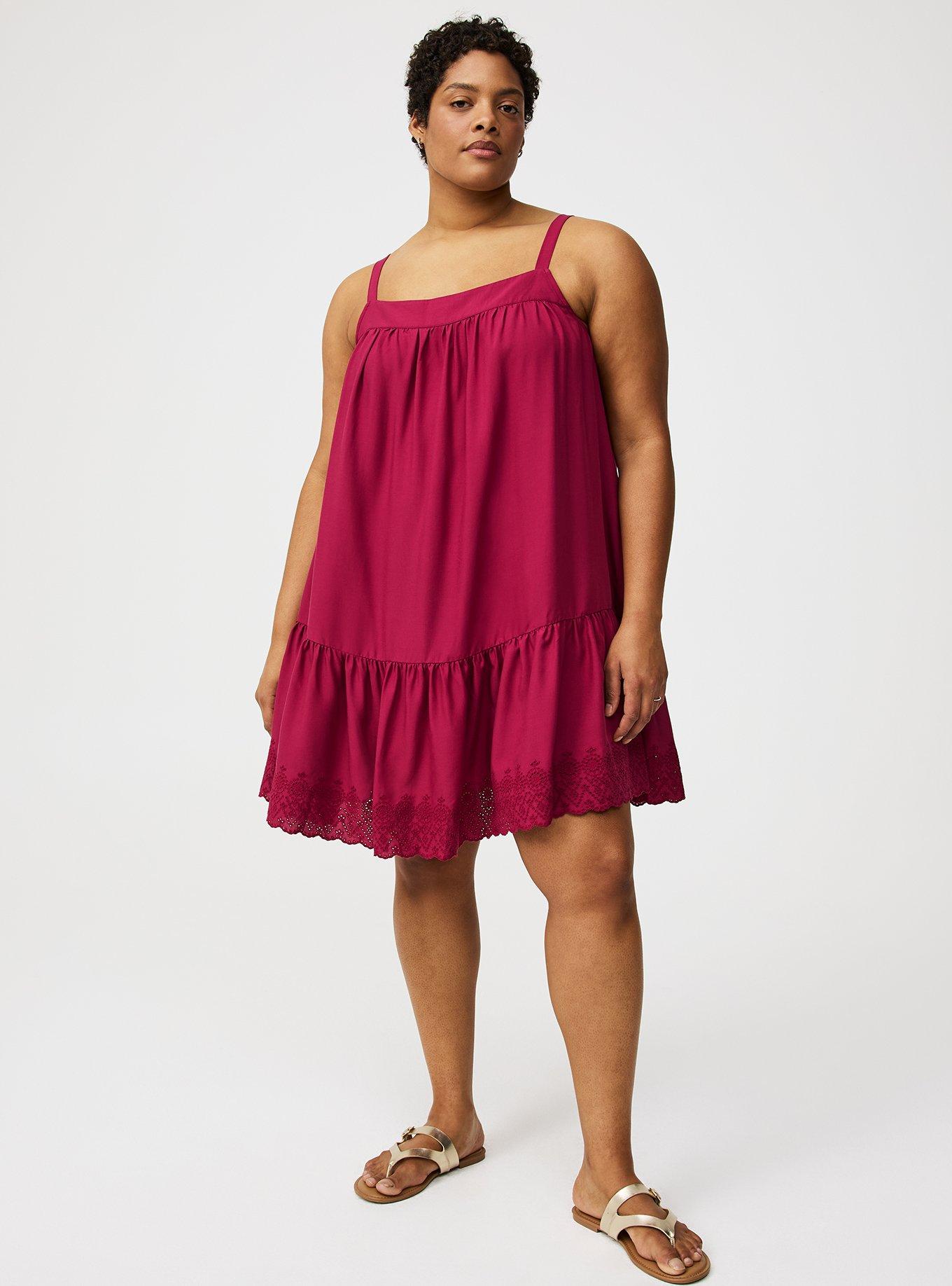 Mini Drop-Waist Scallop-Hem Dress