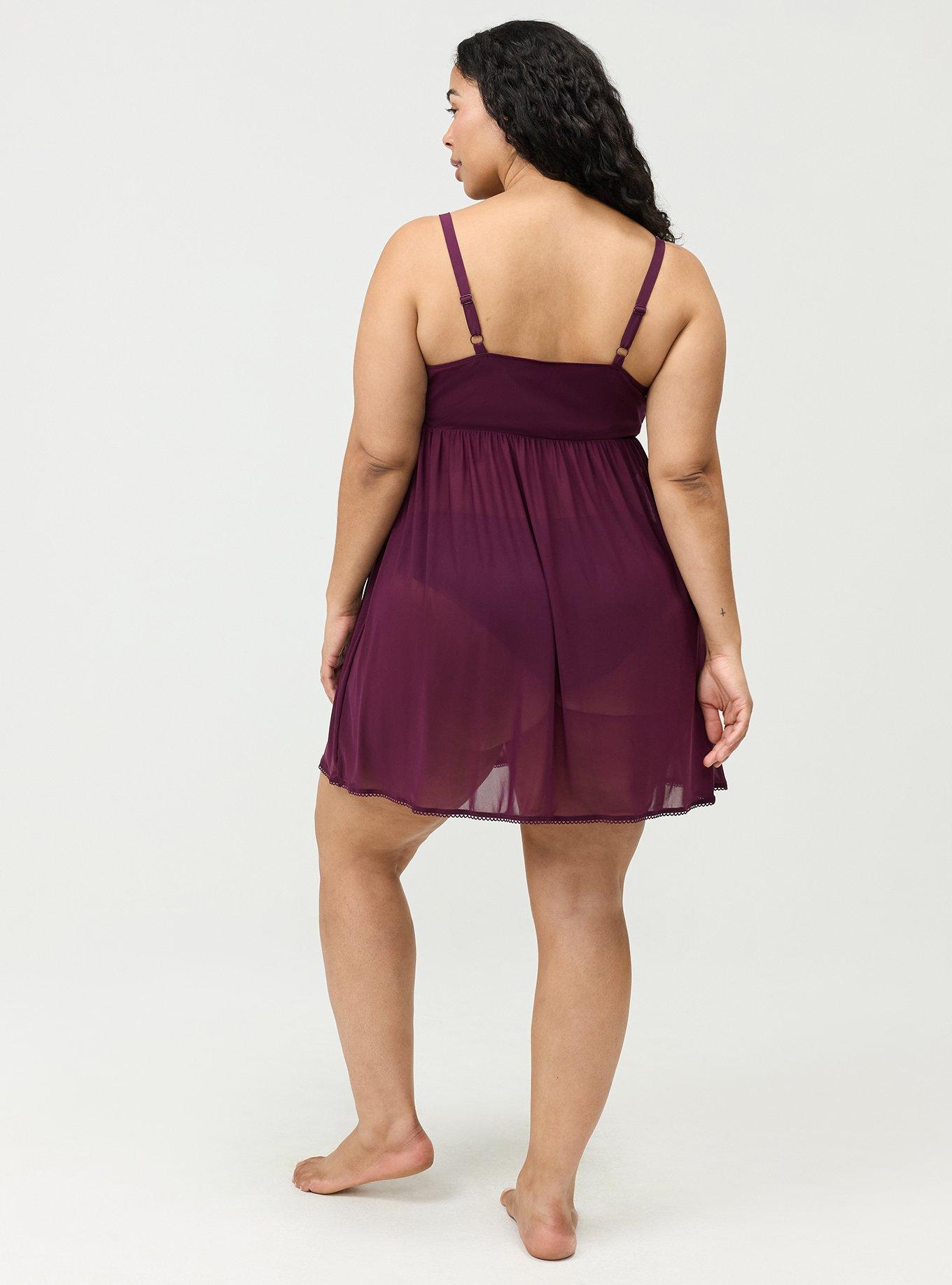 Mesh Flirty Sleep Chemise, POTENT PURPLE, alternate