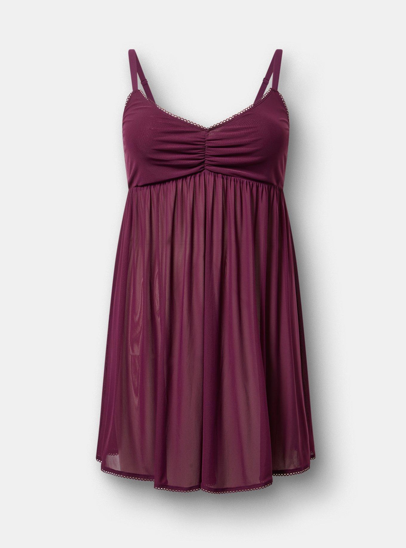 Mesh Flirty Sleep Chemise, POTENT PURPLE, flat