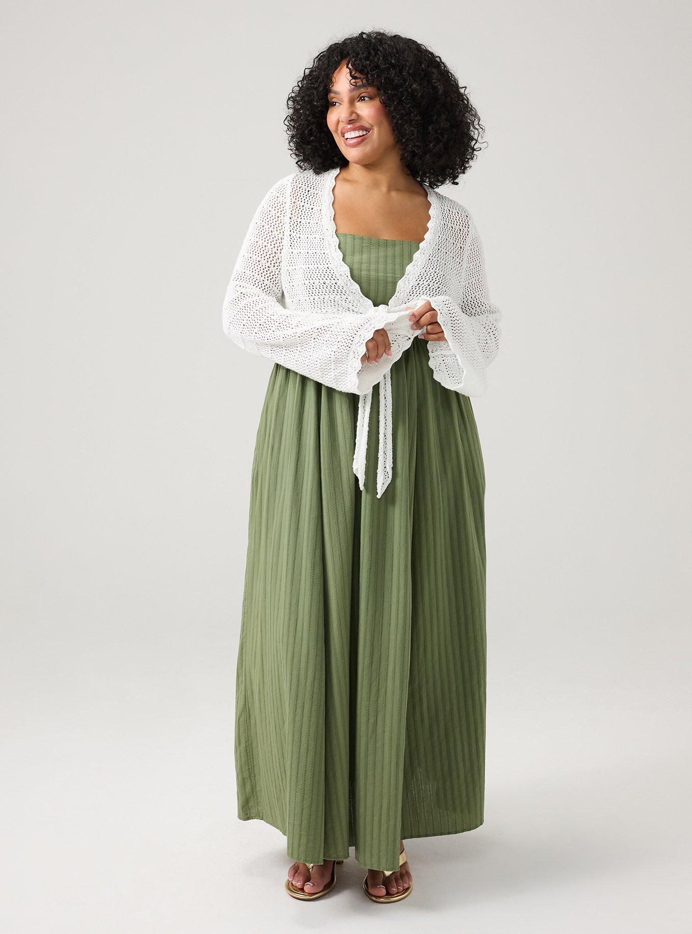 Plus Size - Open Stitch Tie Front Shrug - Torrid