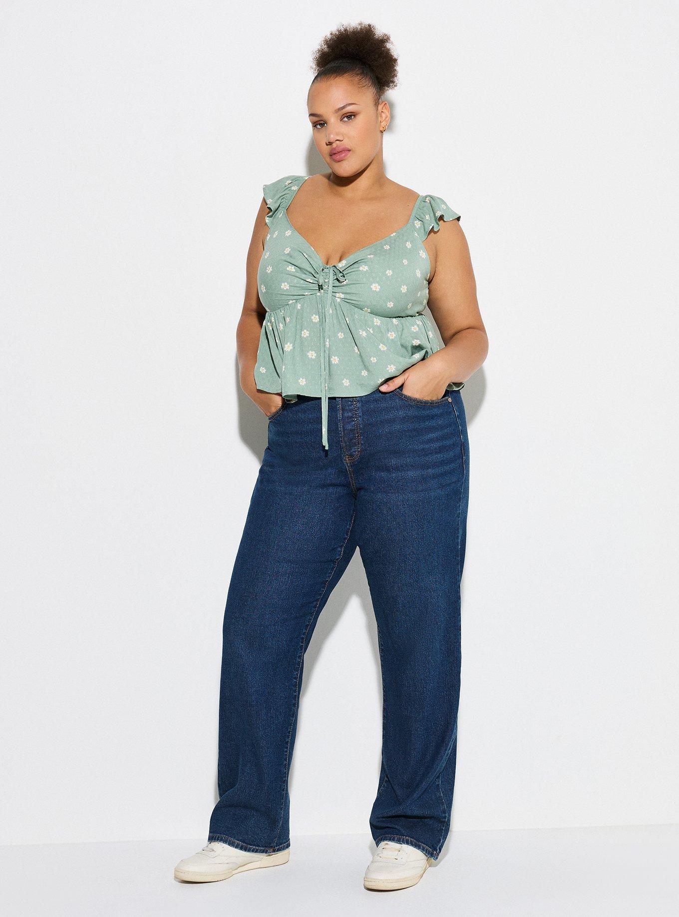 LoveSick Cinch Front Babydoll Top, DIZZY DAISY GREEN BAY, alternate