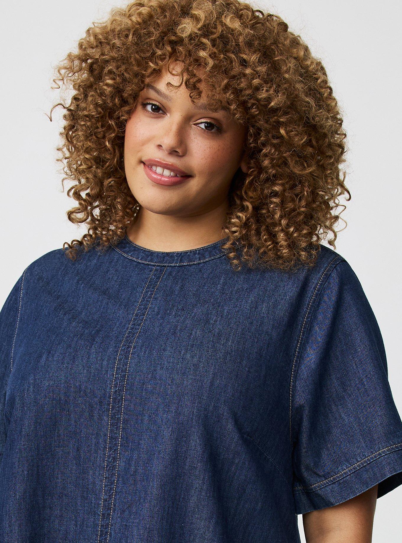 Mini Crew-Neck Denim Dress