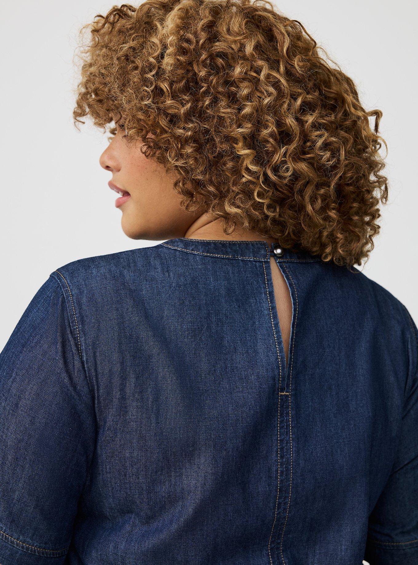 Mini Crew-Neck Denim Dress