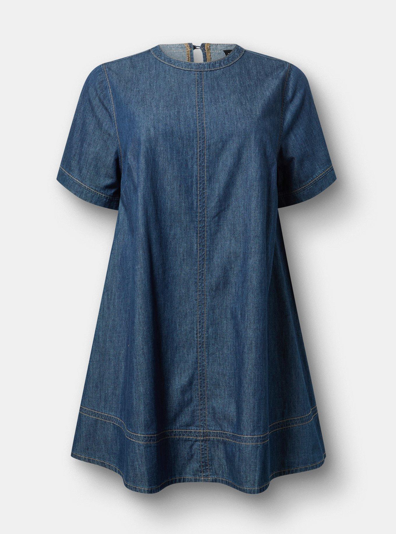 Plus Size - Mini Crew-Neck Denim Dress - Torrid