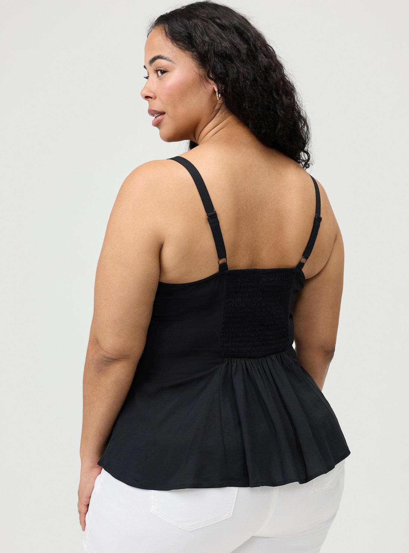Peplum Challis Cami, DEEP BLACK, alternate