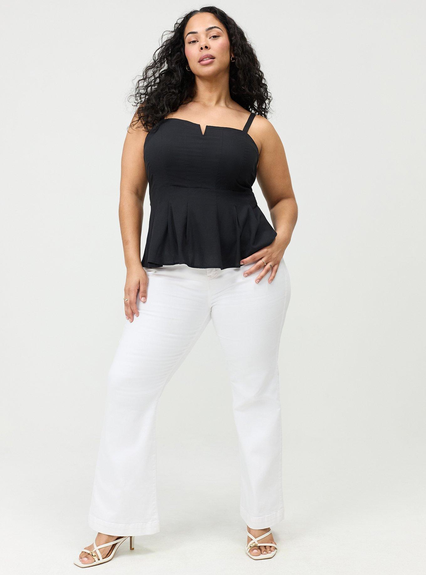 Peplum Challis Cami, DEEP BLACK, alternate