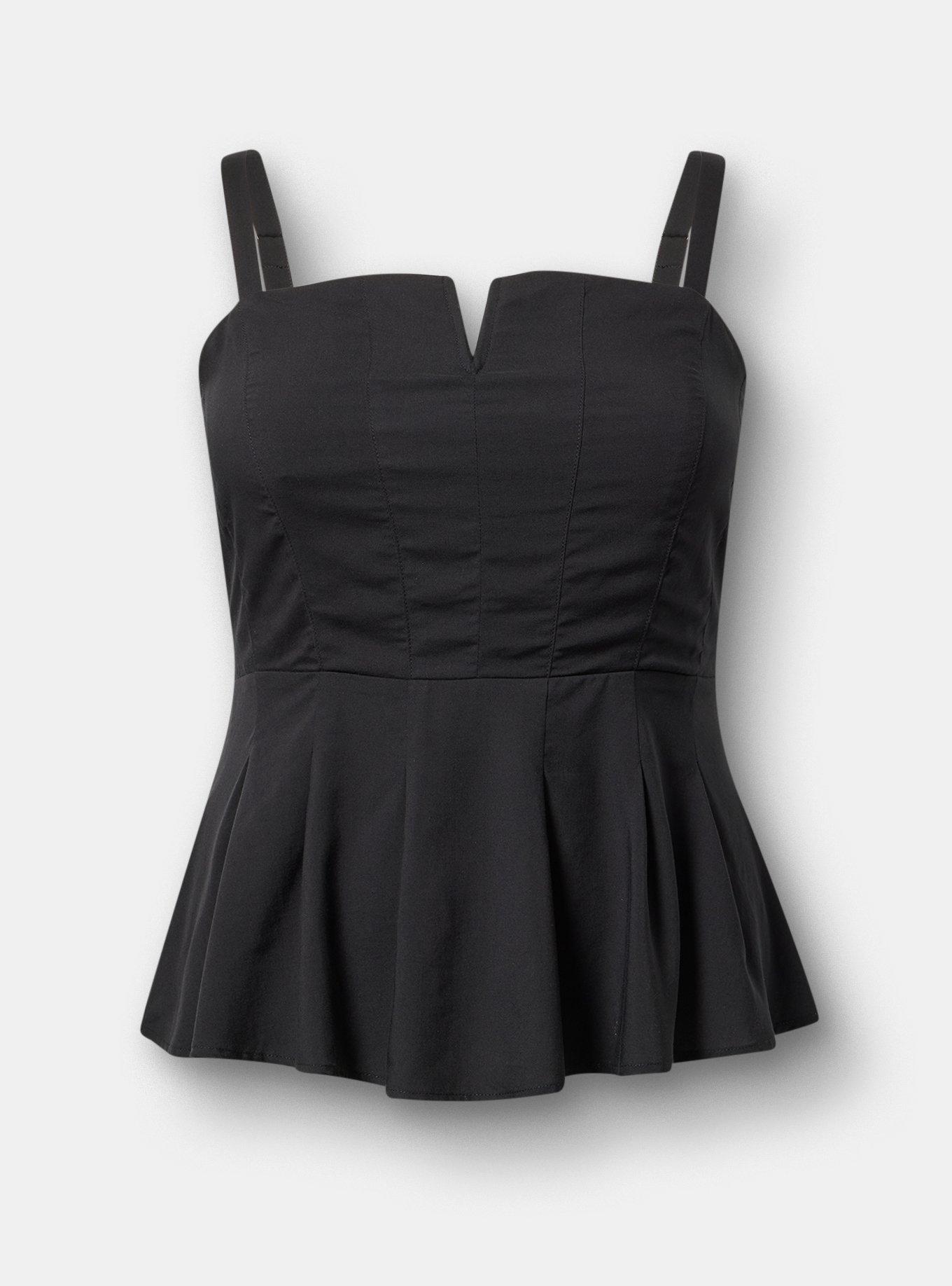 Peplum Challis Cami, DEEP BLACK, flat