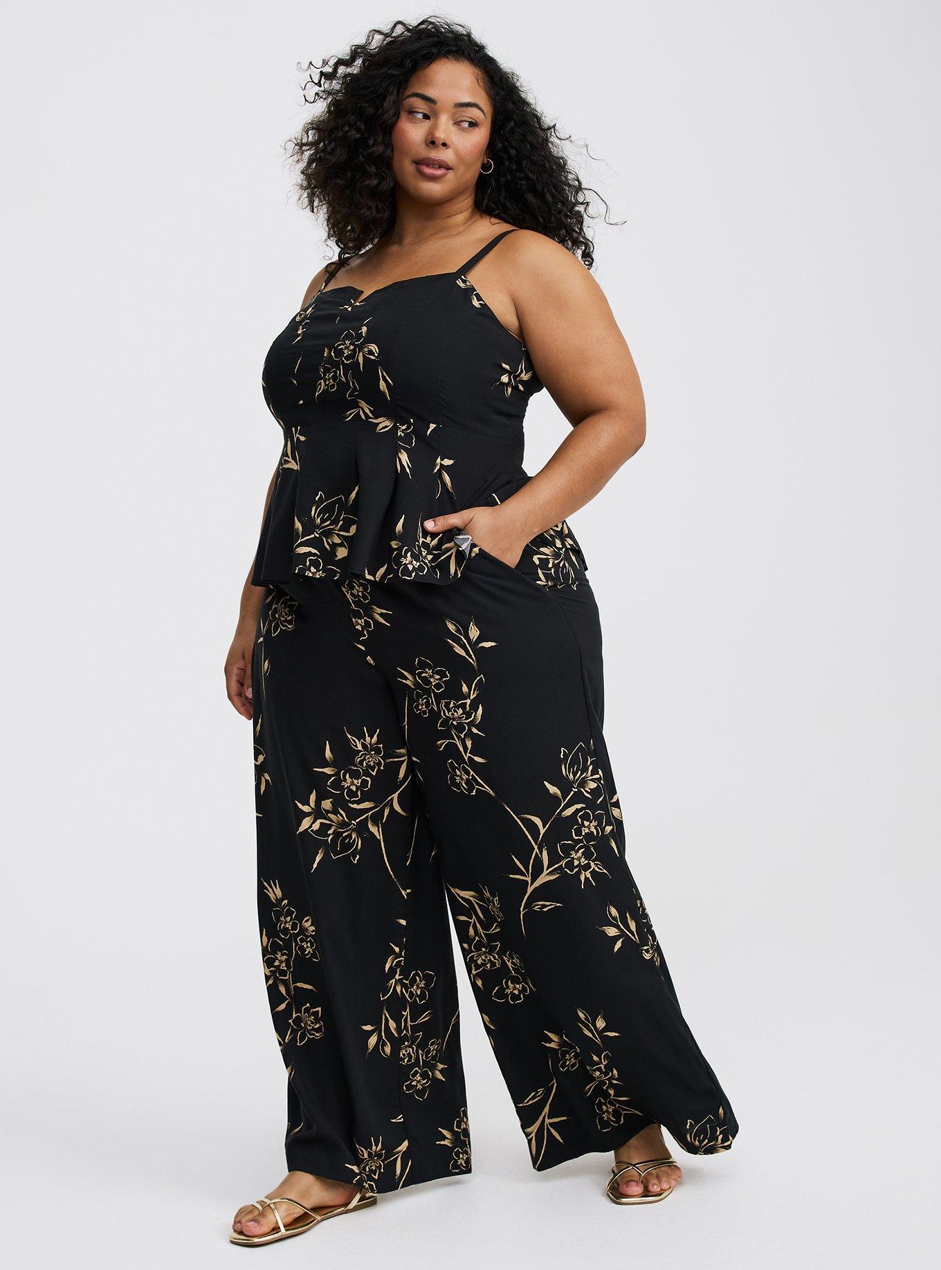 a*i様 pois volume peplum cami ブラック Plus Size - Peplum Challis Cami - Torrid