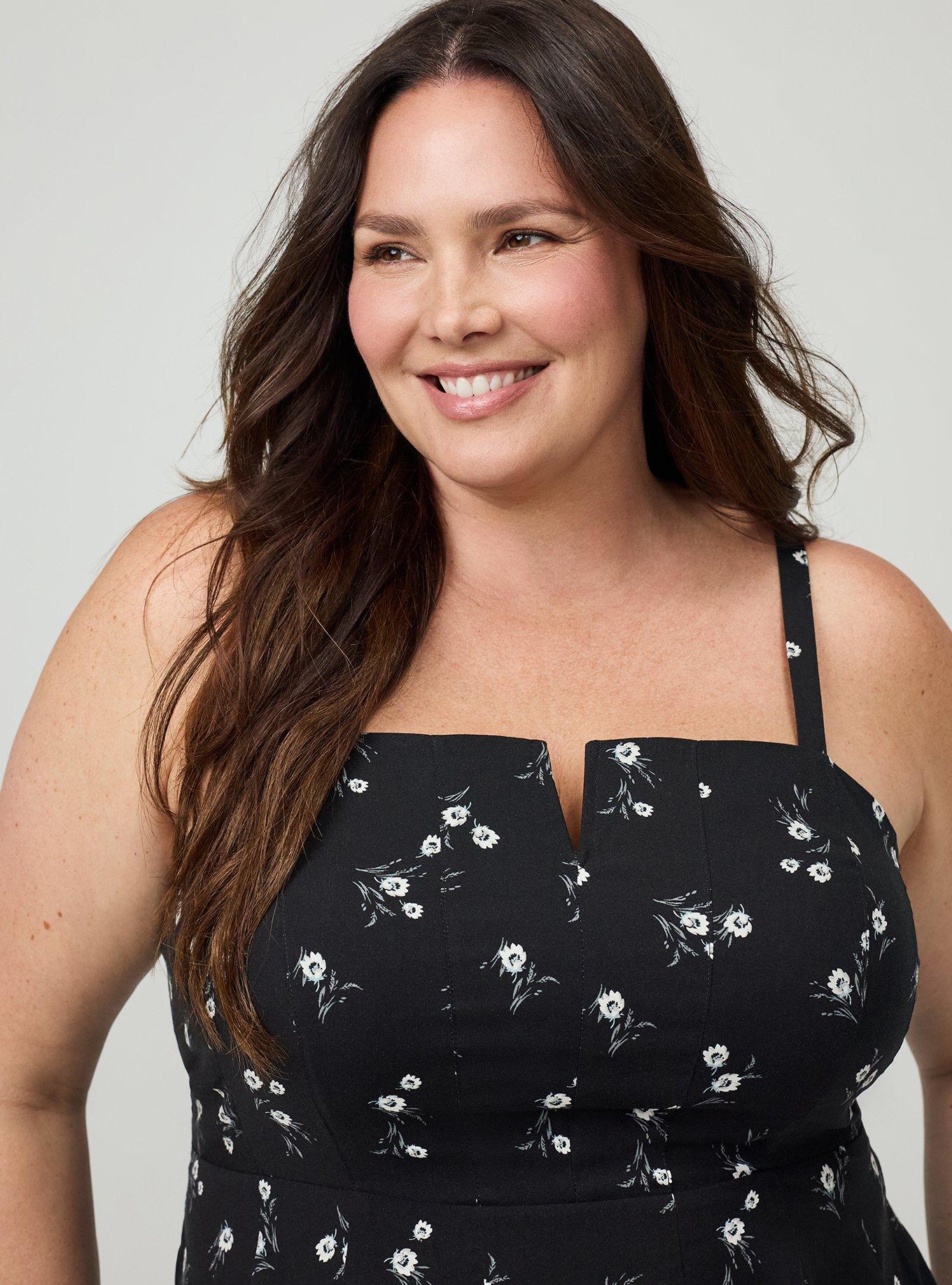 Peplum Challis Cami, WHEAT GRASS FLORAL BLACK, alternate