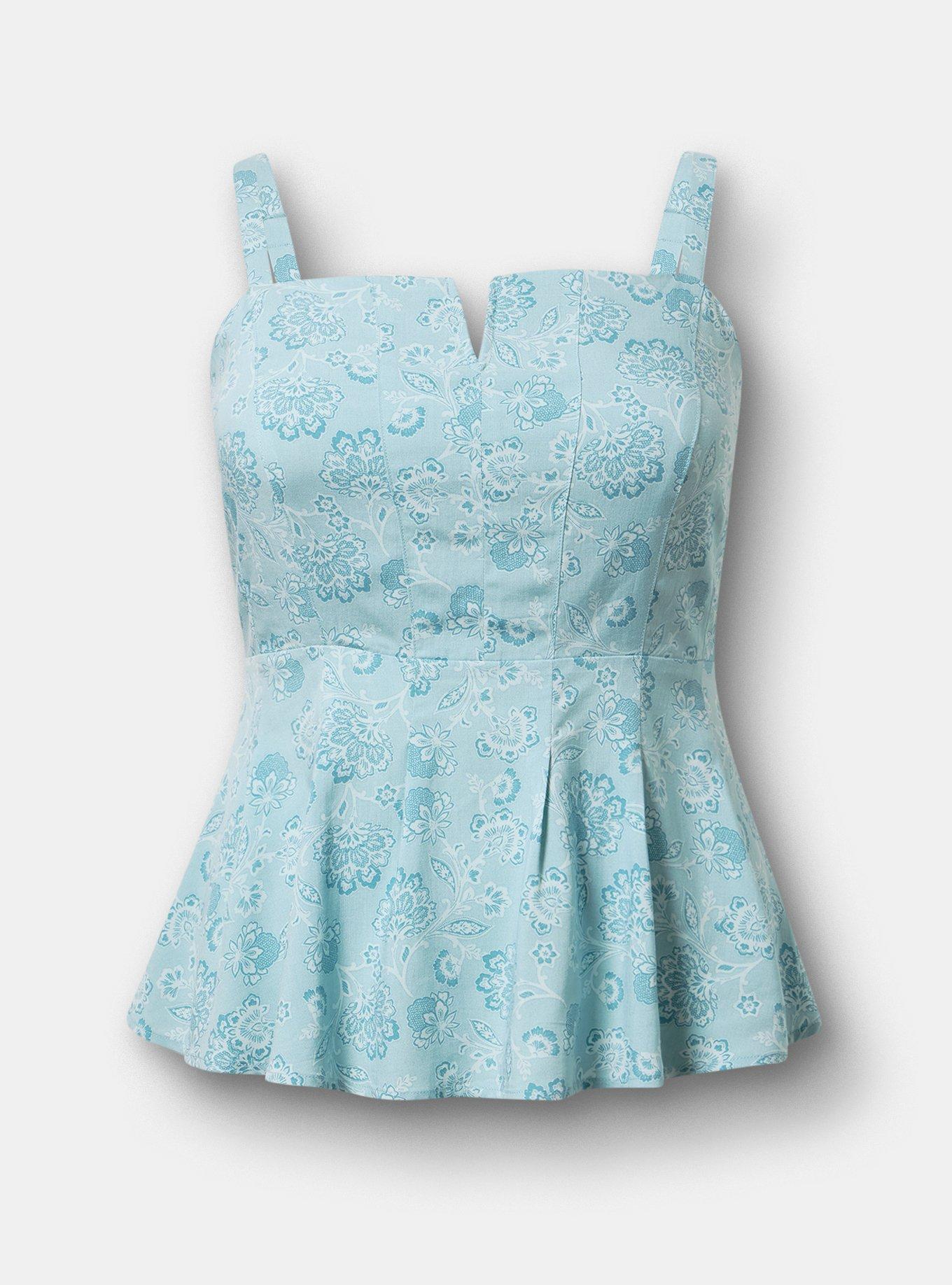 Peplum Challis Cami, PRESLEY PAISLEY BLUE, flat