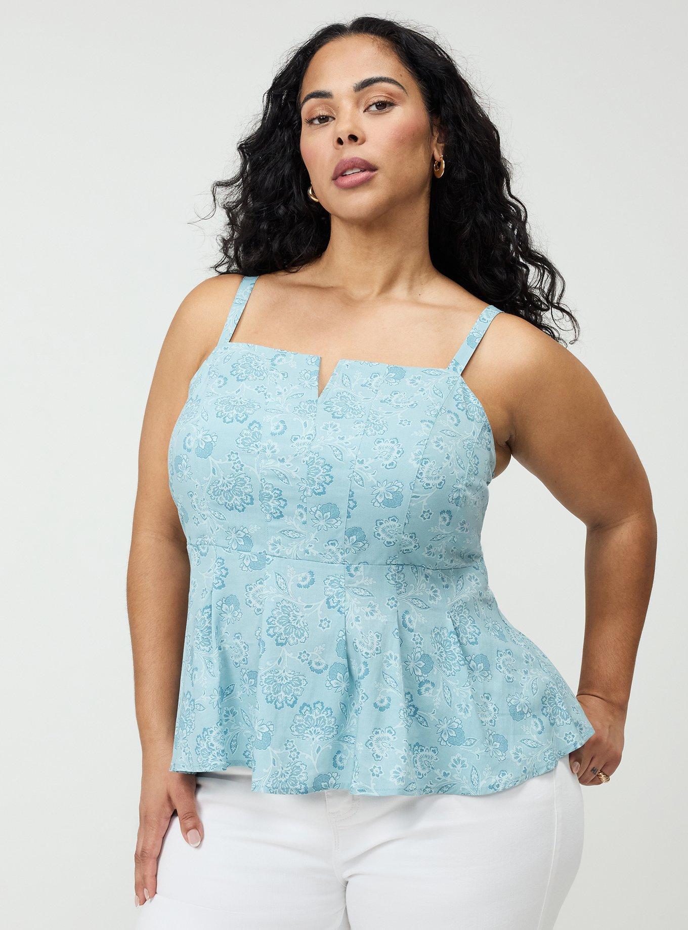 Peplum Challis Cami, PRESLEY PAISLEY BLUE, hi-res
