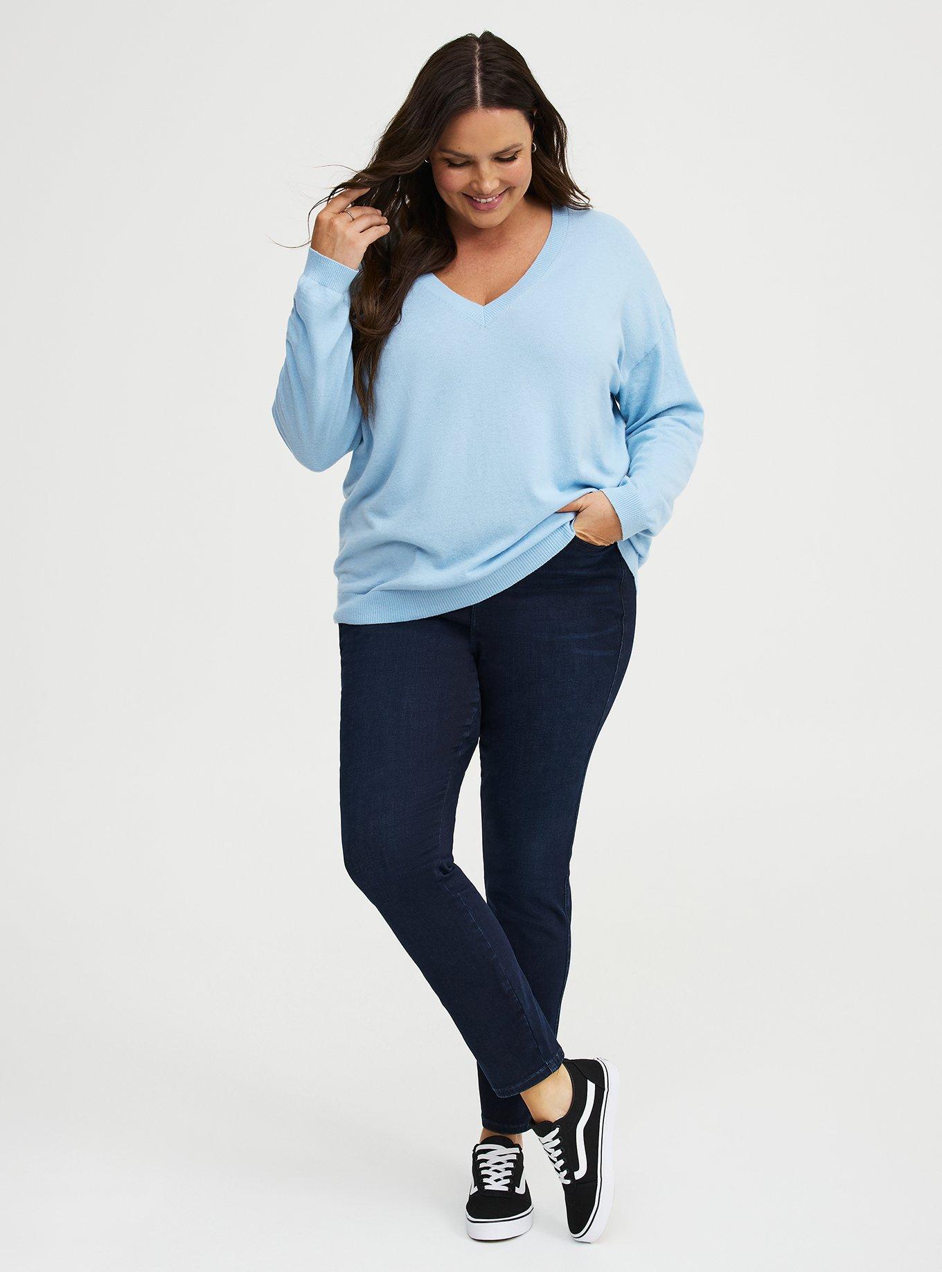 V-Neck Pullover Sweater, CERULEAN, alternate