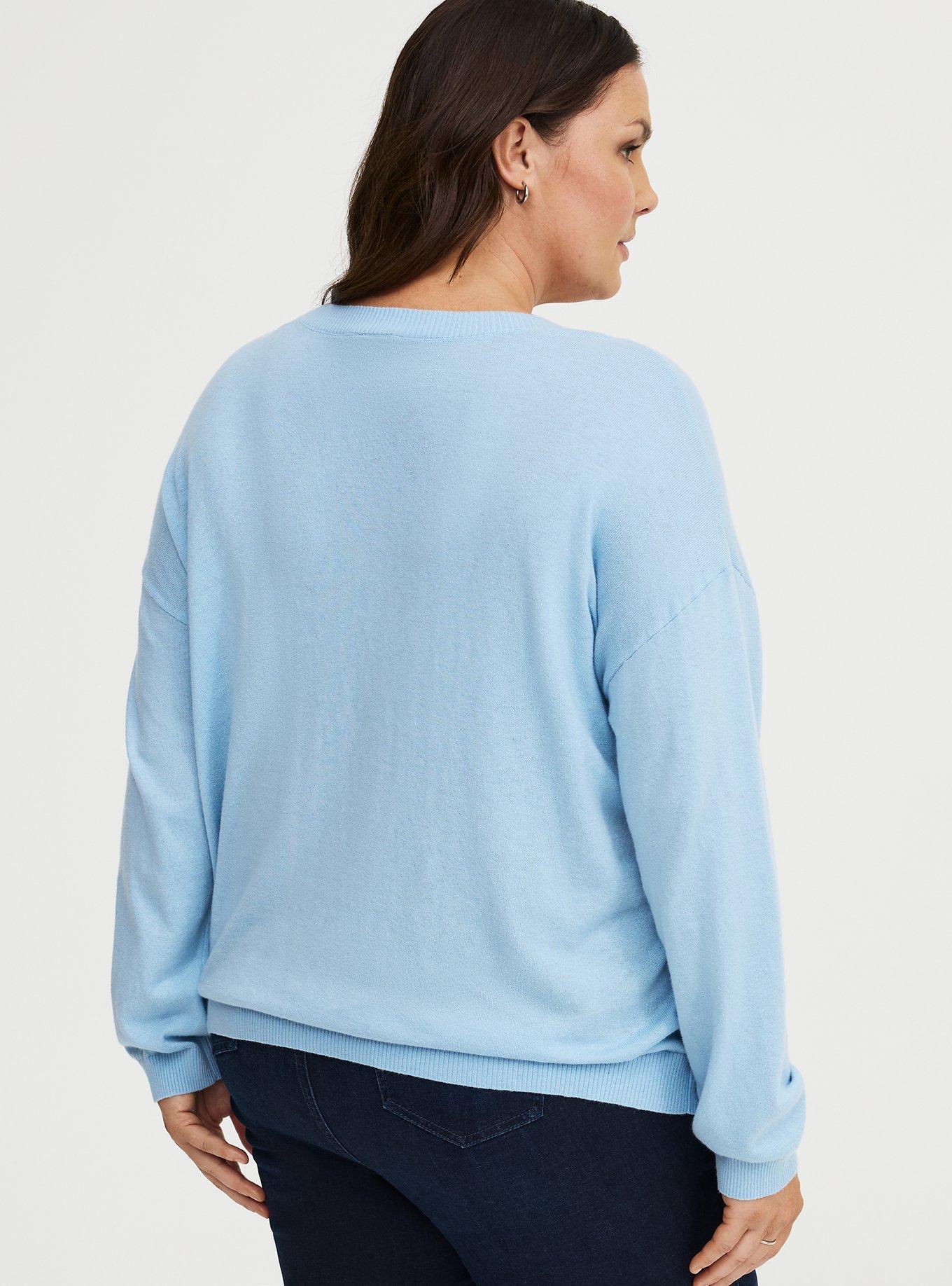 V-Neck Pullover Sweater, CERULEAN, alternate