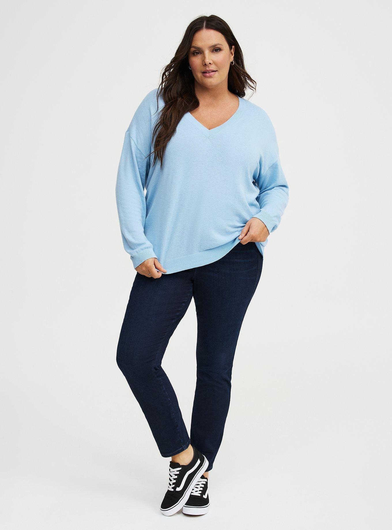 V-Neck Pullover Sweater, CERULEAN, alternate
