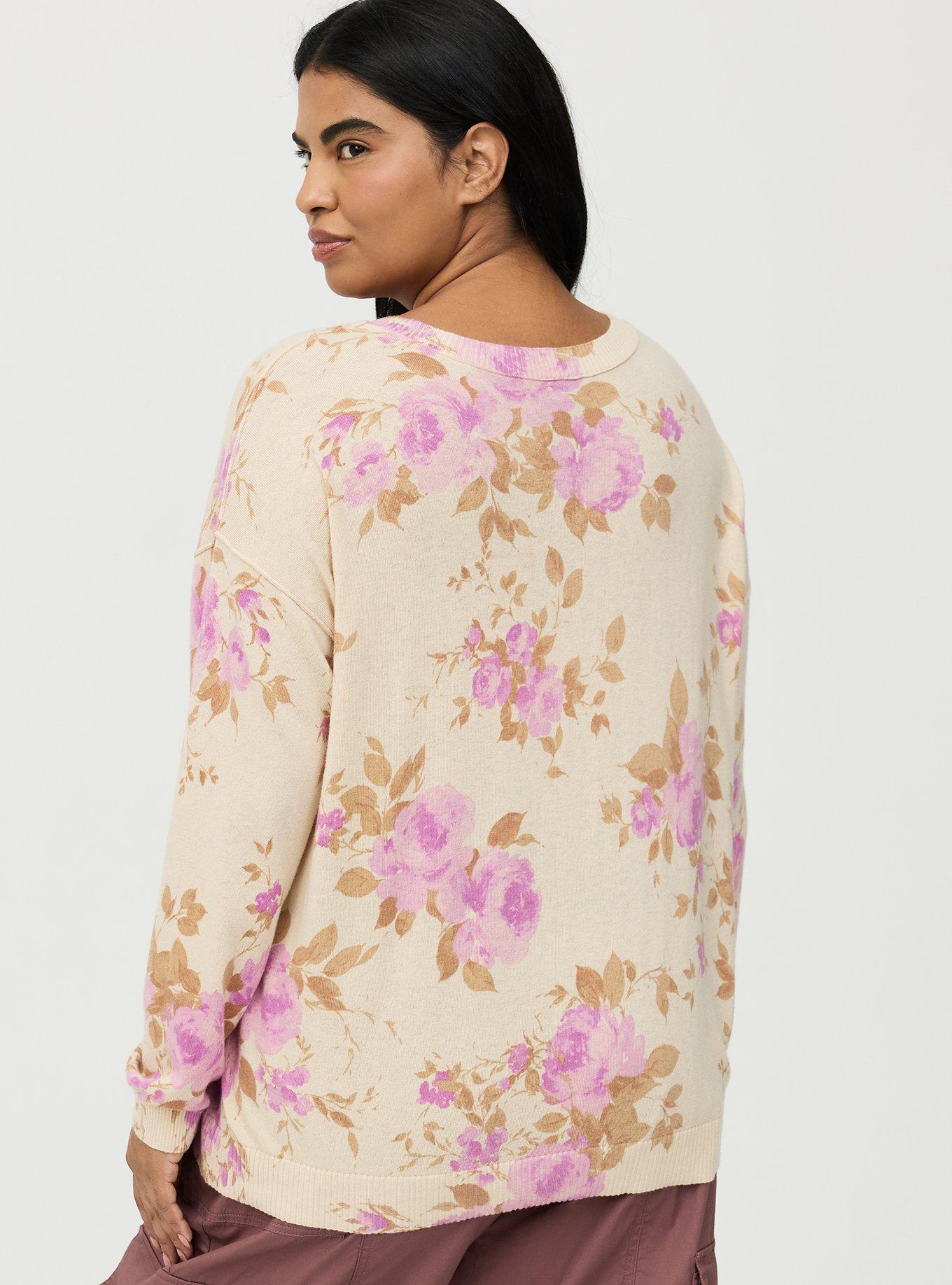 V-Neck Pullover Sweater, REGINA FLORAL IVORY, alternate