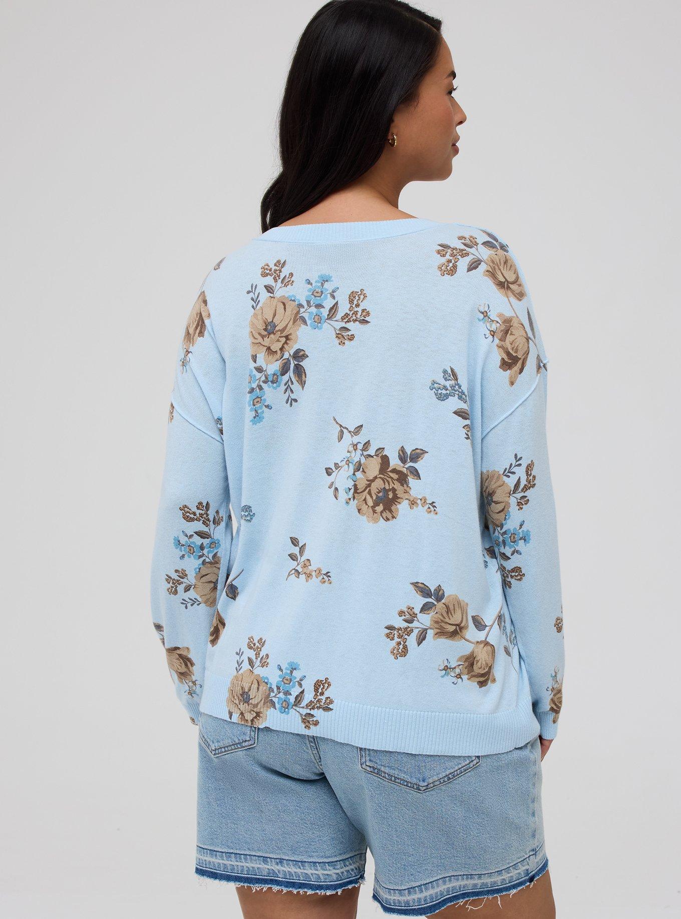 V-Neck Pullover Sweater, KIRBY FLORAL, alternate