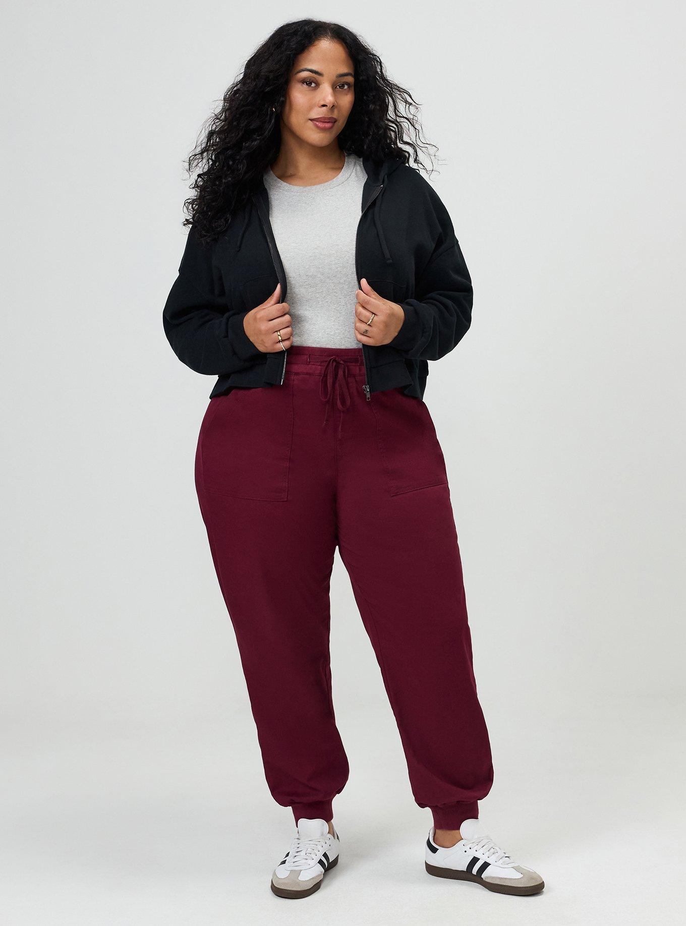 Plus Size High-Rise Pull-On Jogger, MAROON BANNER, hi-res