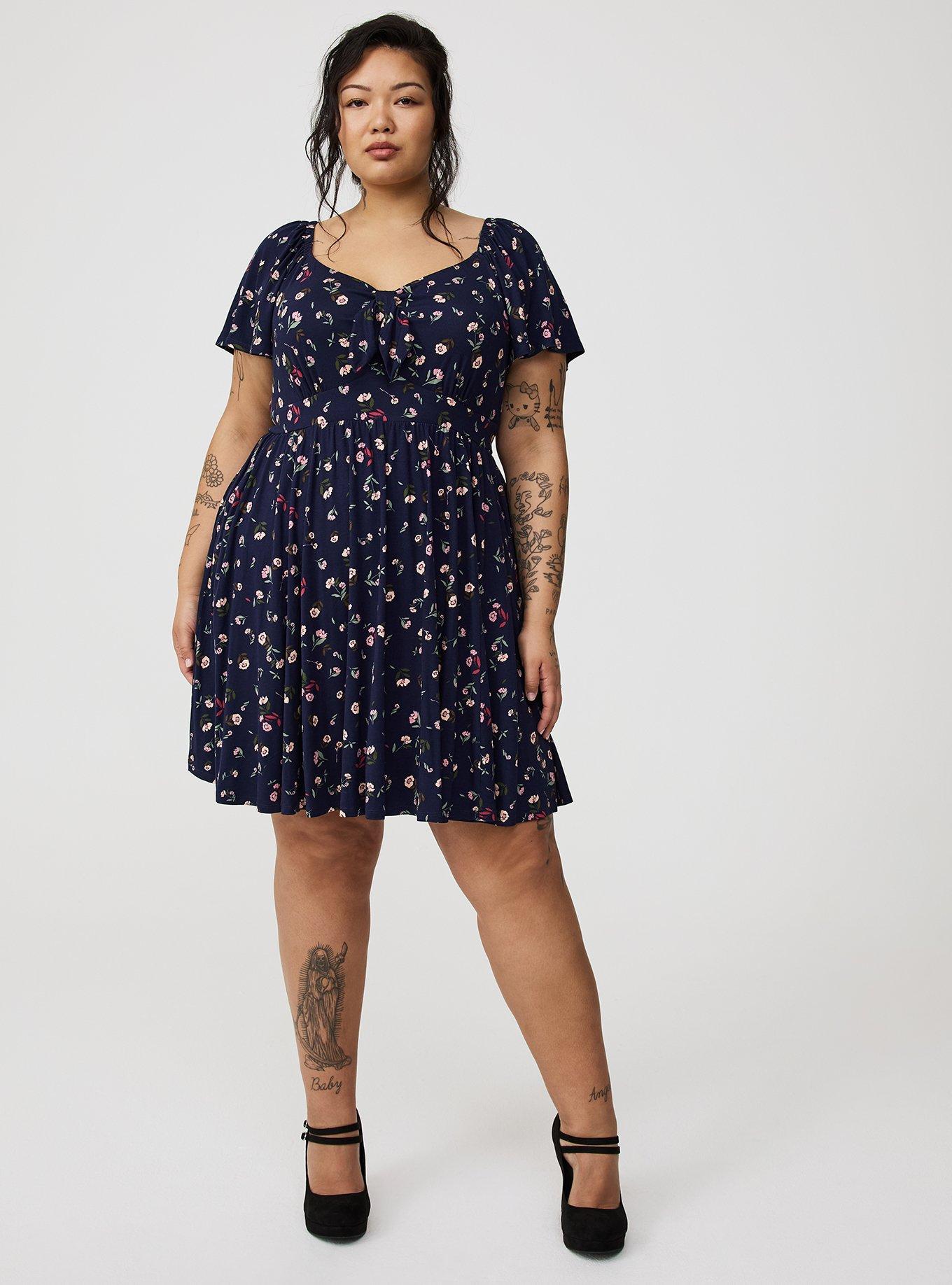 Mini Flutter-Sleeve Tie-Front Dress