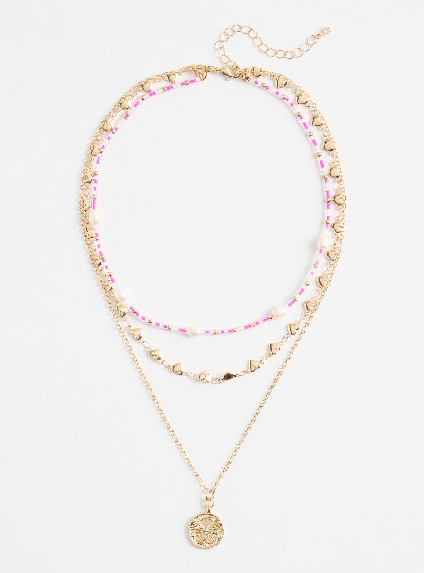 Pearl & Beaded Coin Layered Necklace