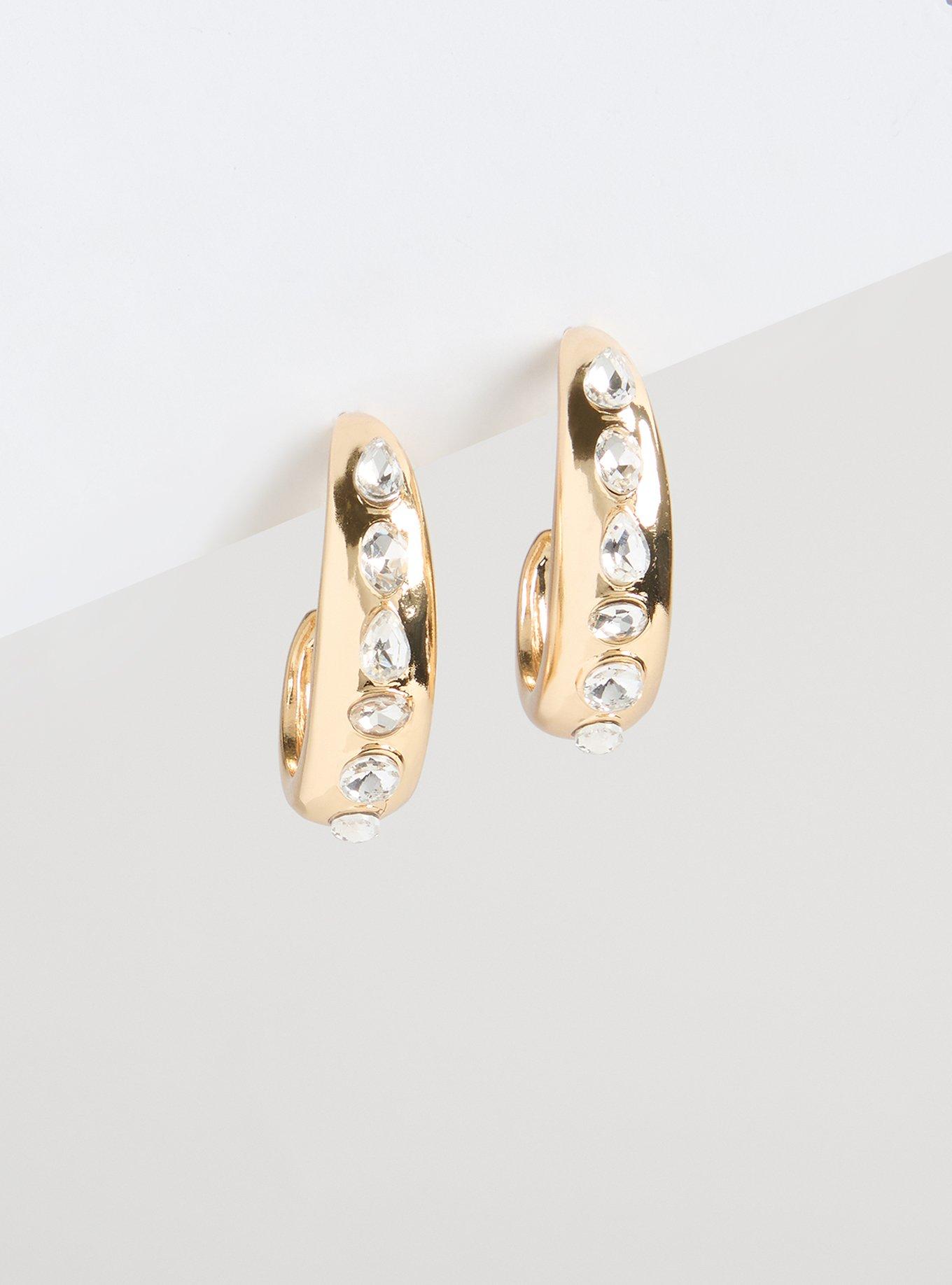 Stone Oval Hoop Earrings