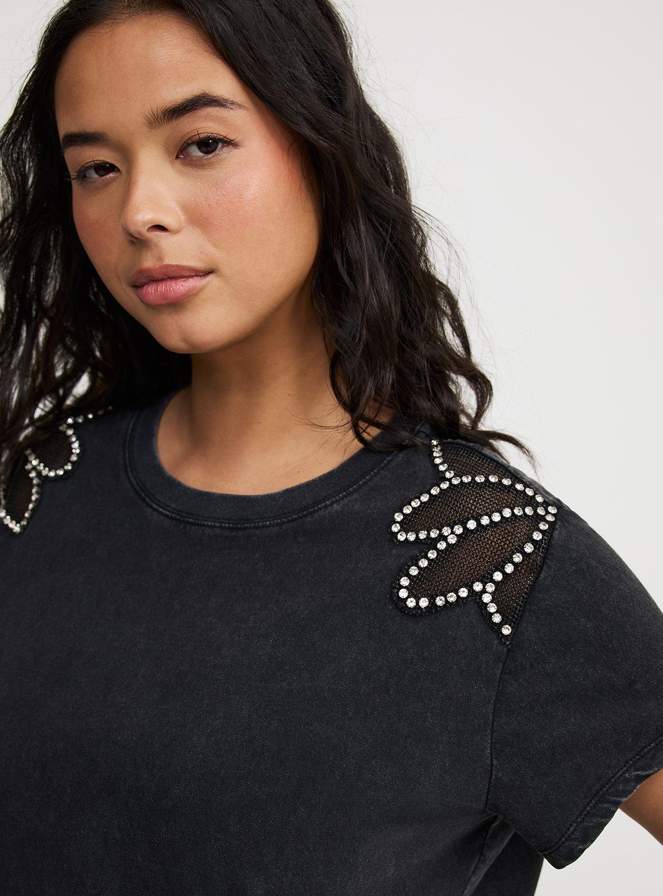 Embellished Shoulder Crew Tee