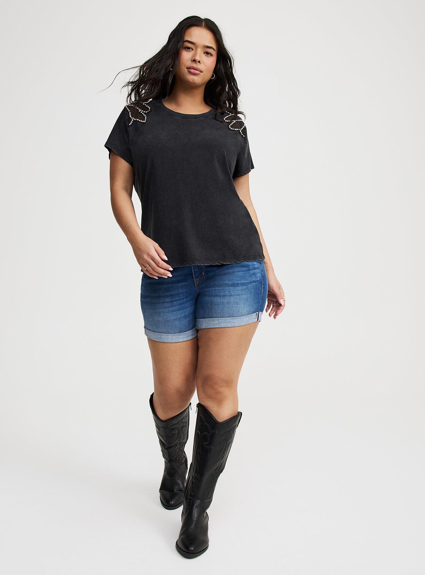 Embellished Shoulder Crew Tee
