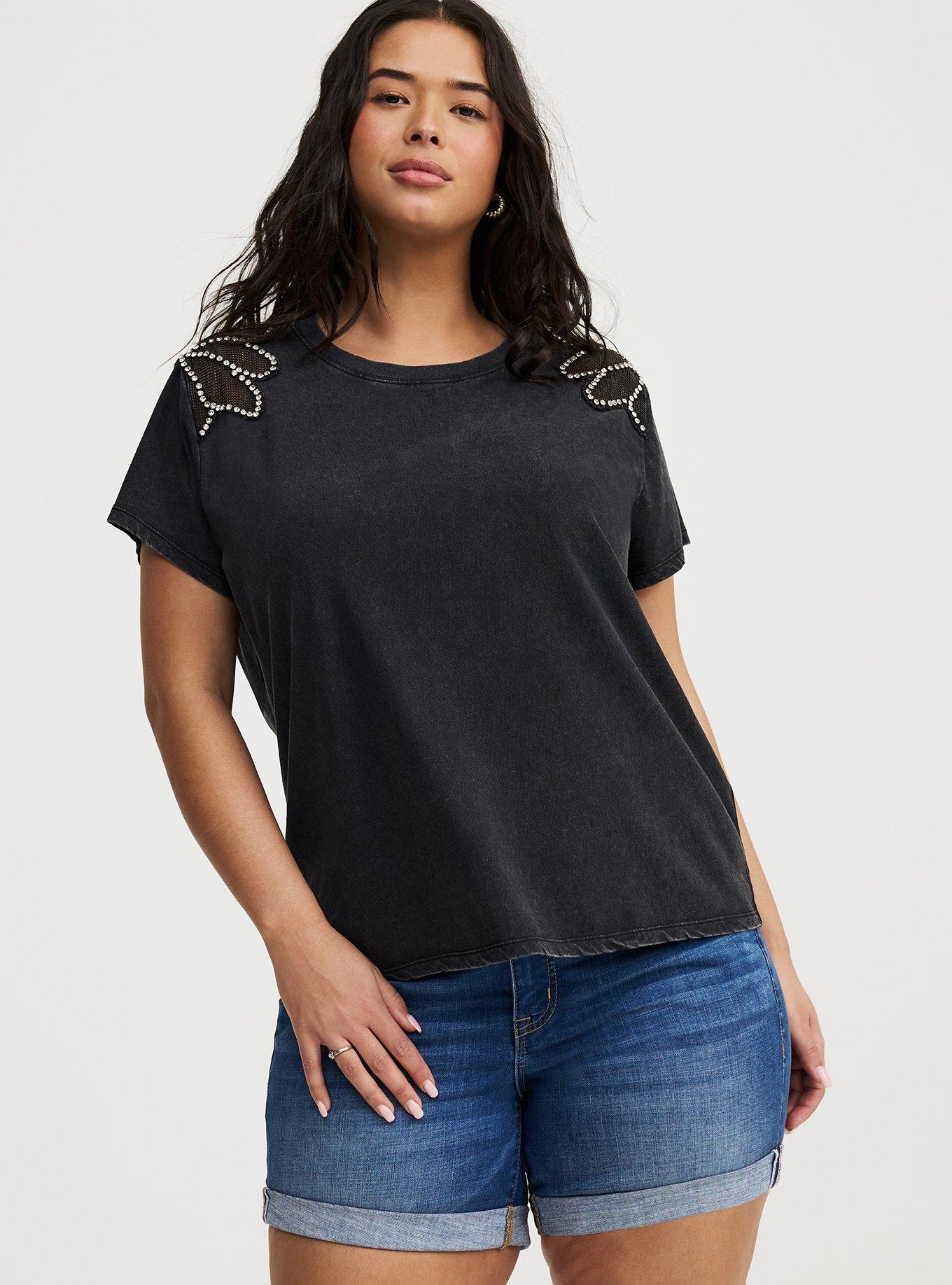 Embellished Shoulder Crew Tee