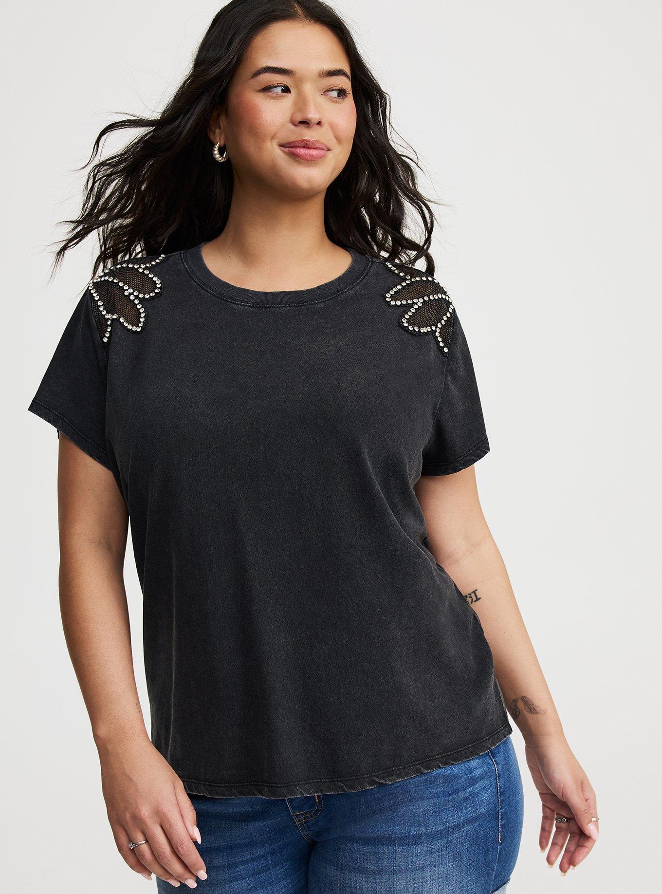 Embellished Shoulder Crew Tee