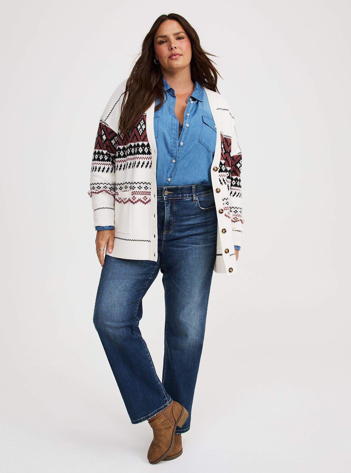 Luxe Cozy Jacquard Boyfriend Cardigan