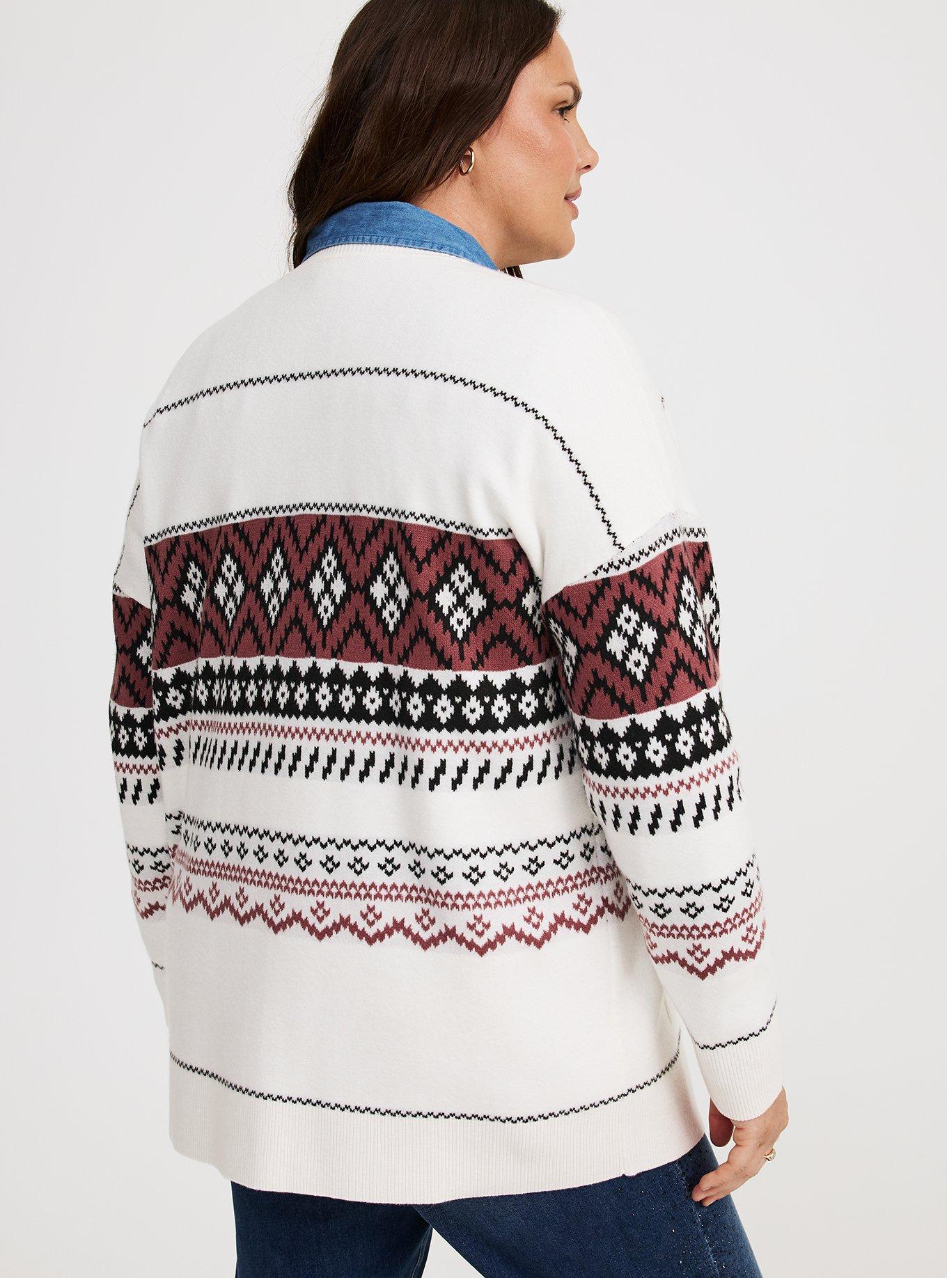Luxe Cozy Jacquard Boyfriend Cardigan