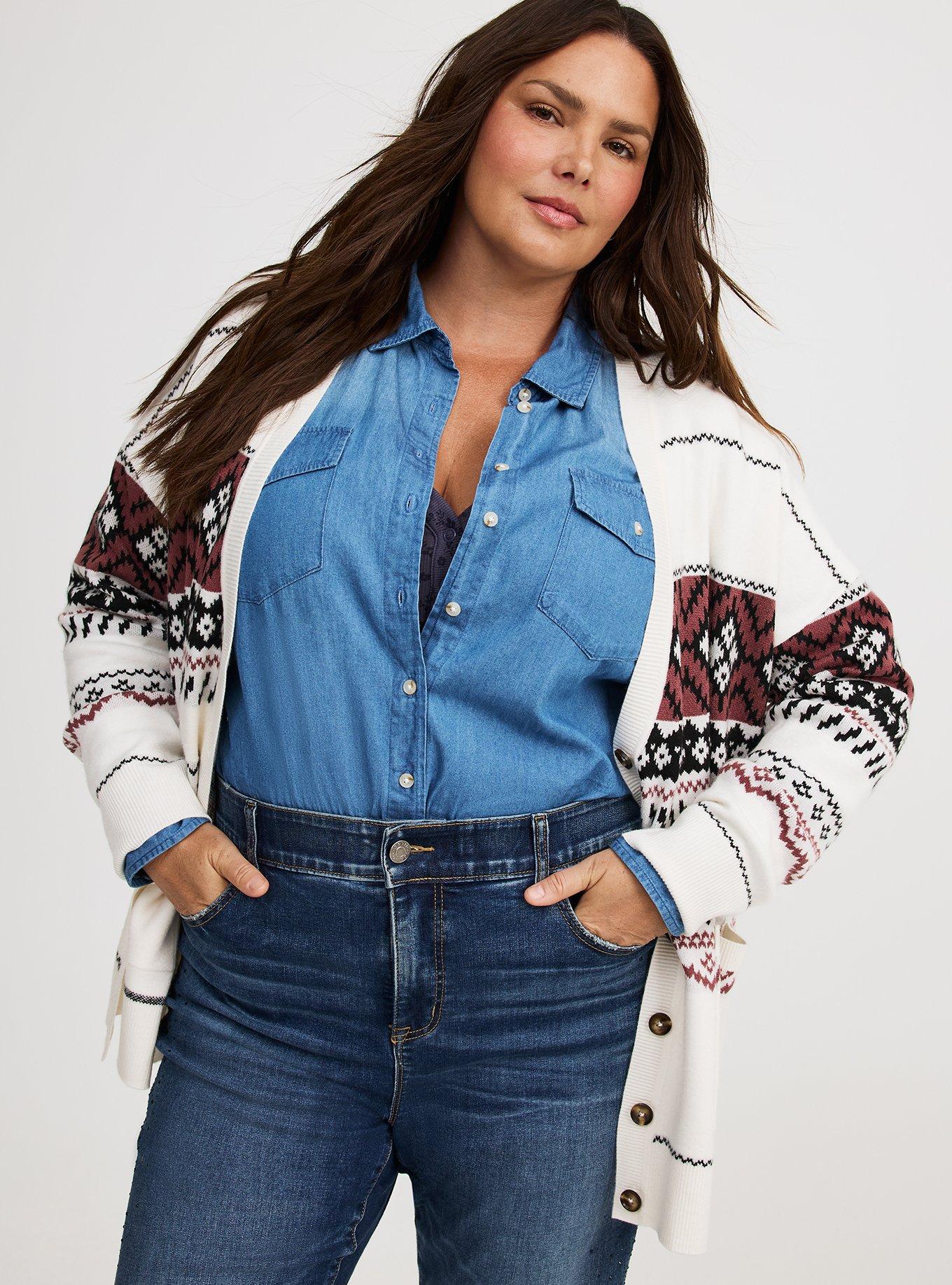 Luxe Cozy Jacquard Boyfriend Cardigan