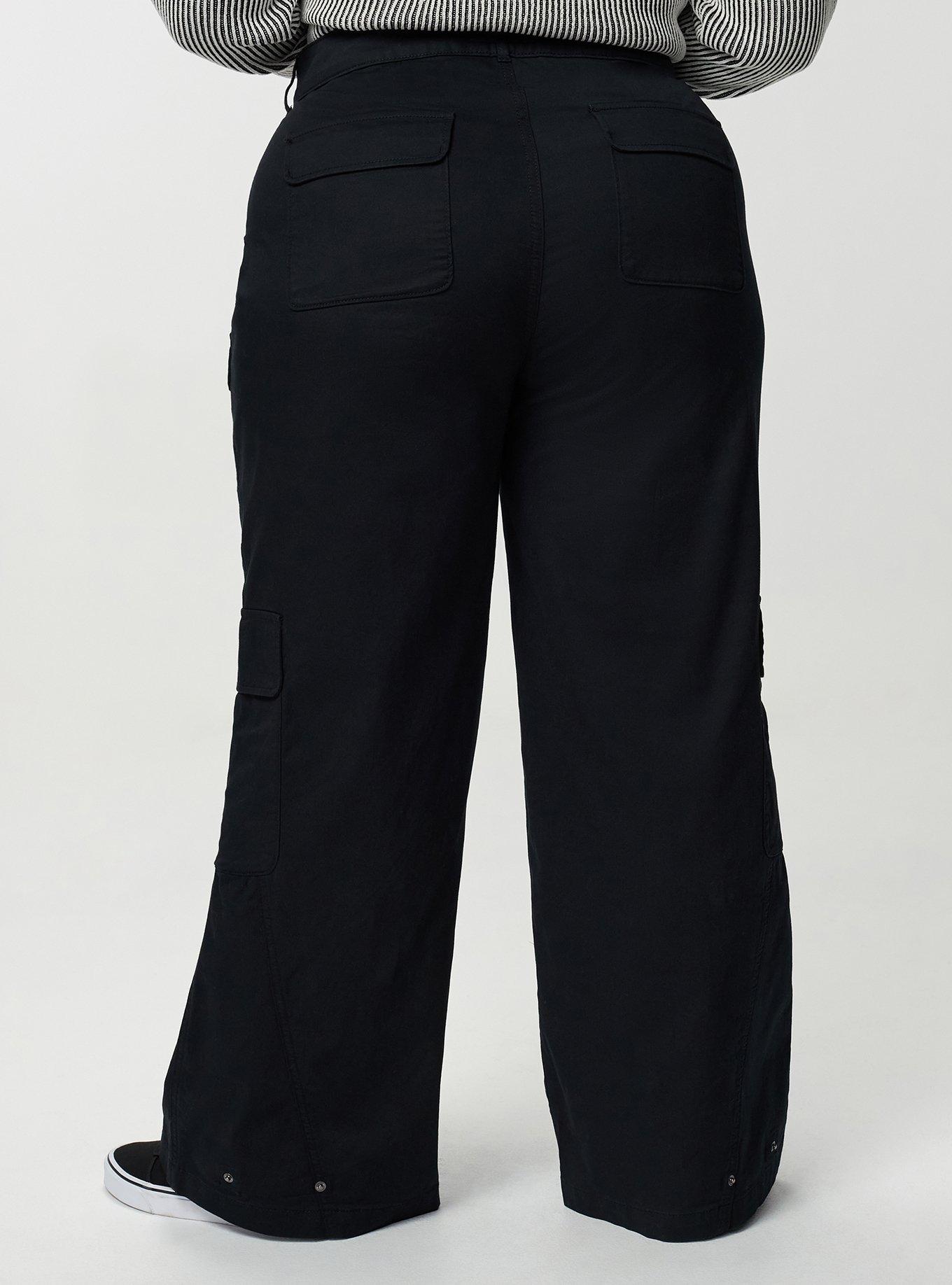Plus Size High-Rise Baggy Cargo Wide-Leg Pant, DEEP BLACK, alternate