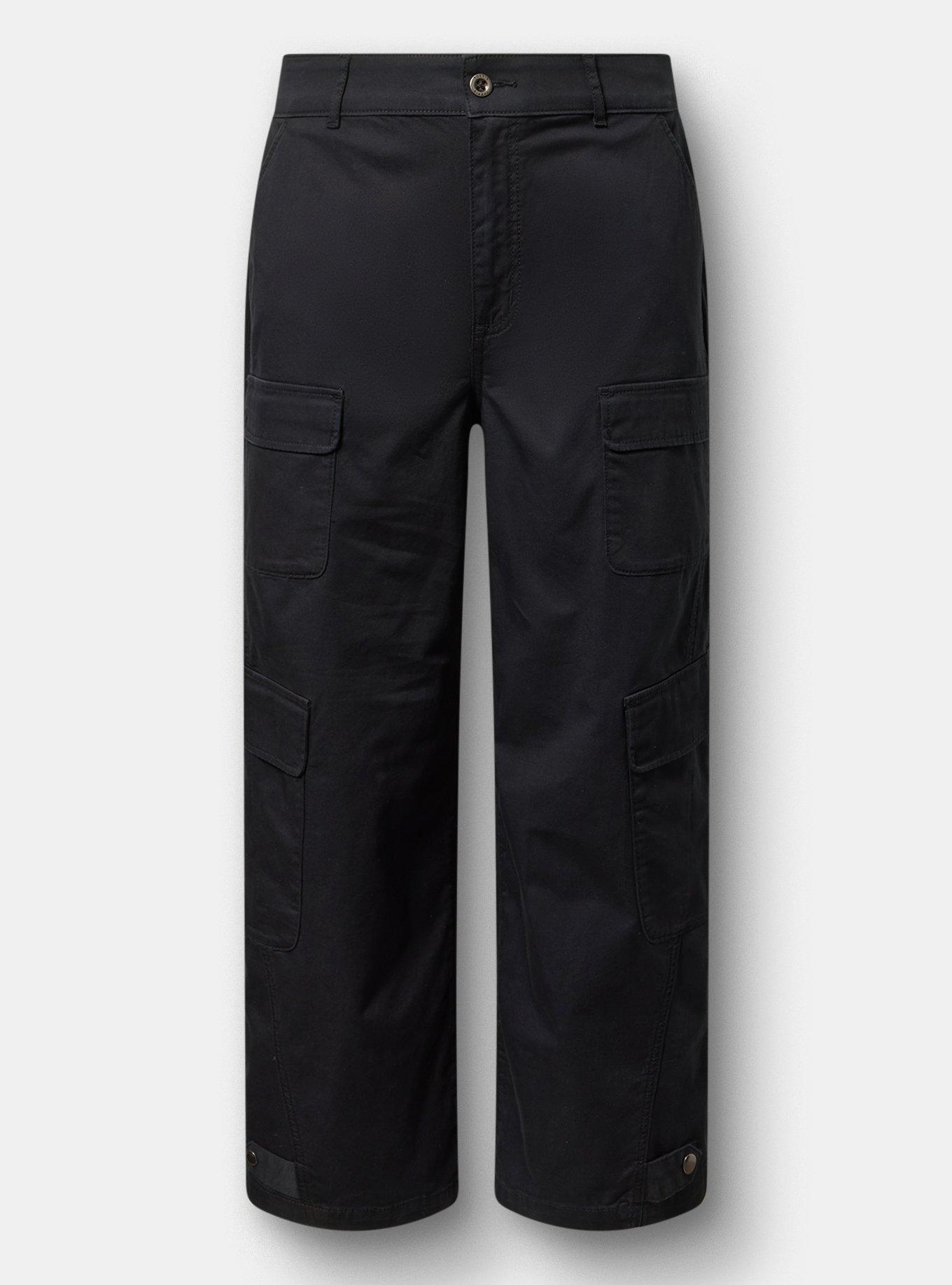 Plus Size High-Rise Baggy Cargo Wide-Leg Pant, DEEP BLACK, hi-res