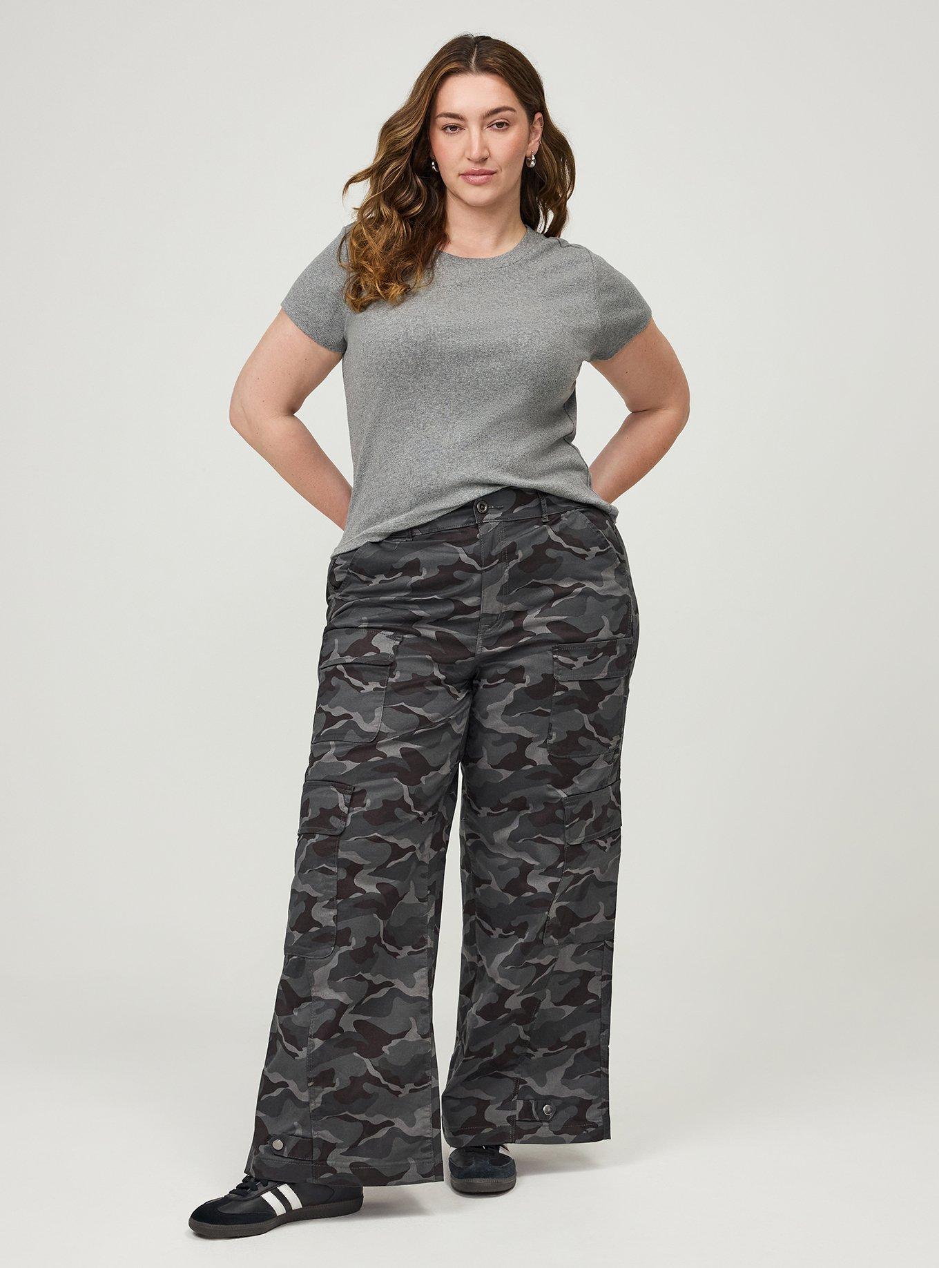 High-Rise Baggy Cargo Wide-Leg Pant, CAMO CADET, hi-res