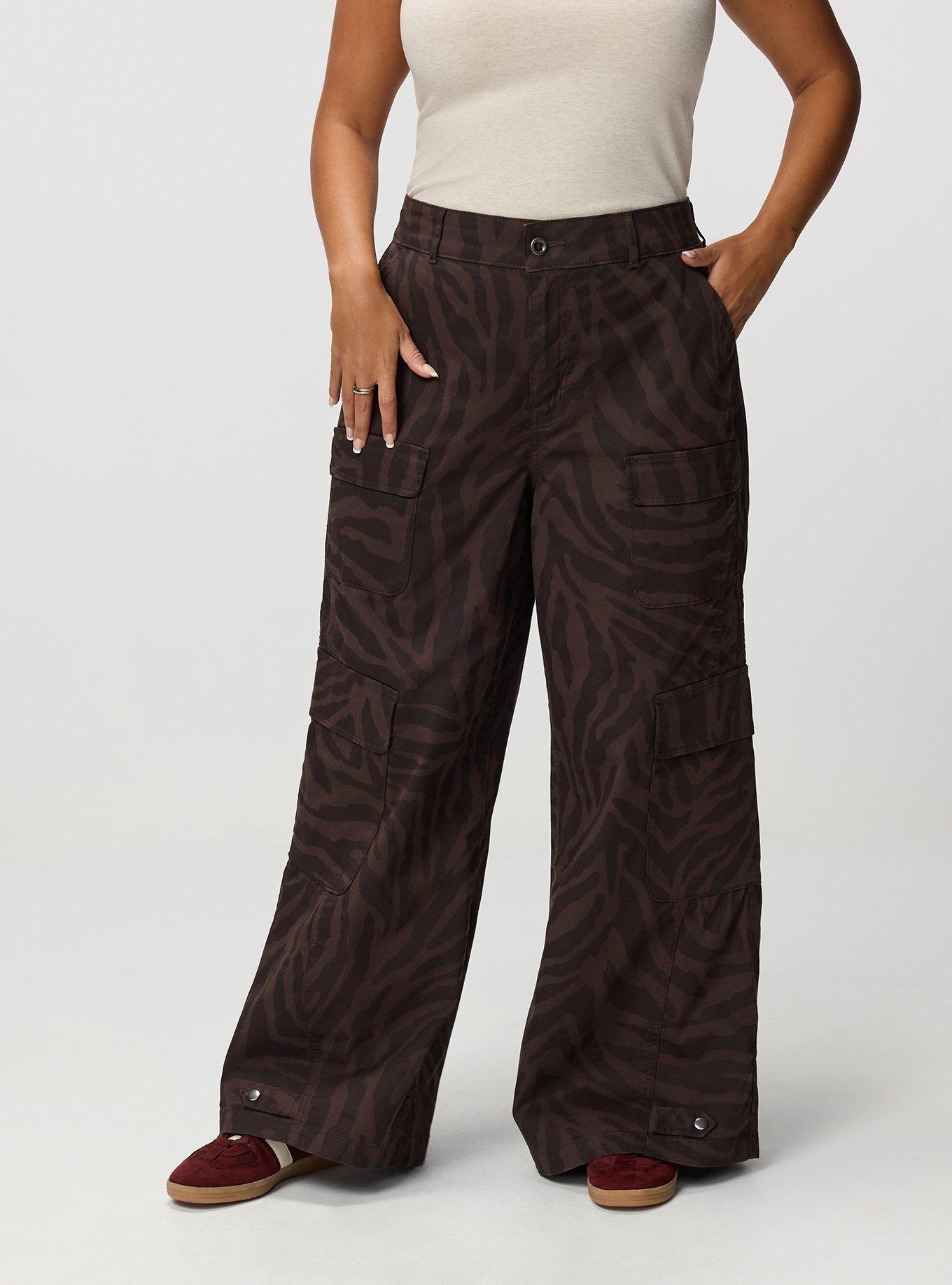 High-Rise Baggy Cargo Wide-Leg Pant, TEXTURED ZEBRA JAVA, alternate
