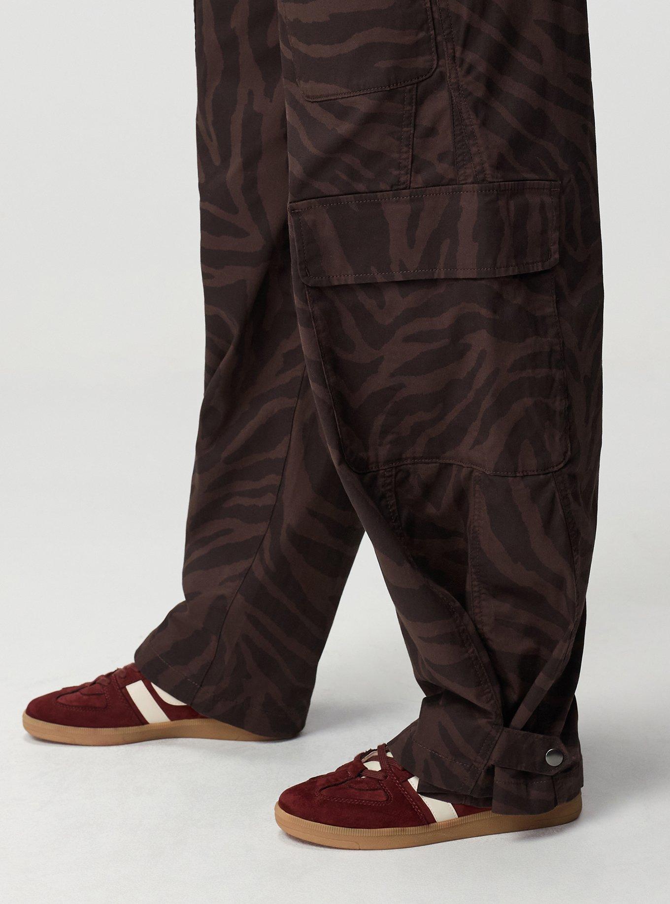 High-Rise Baggy Cargo Wide-Leg Pant, TEXTURED ZEBRA JAVA, alternate