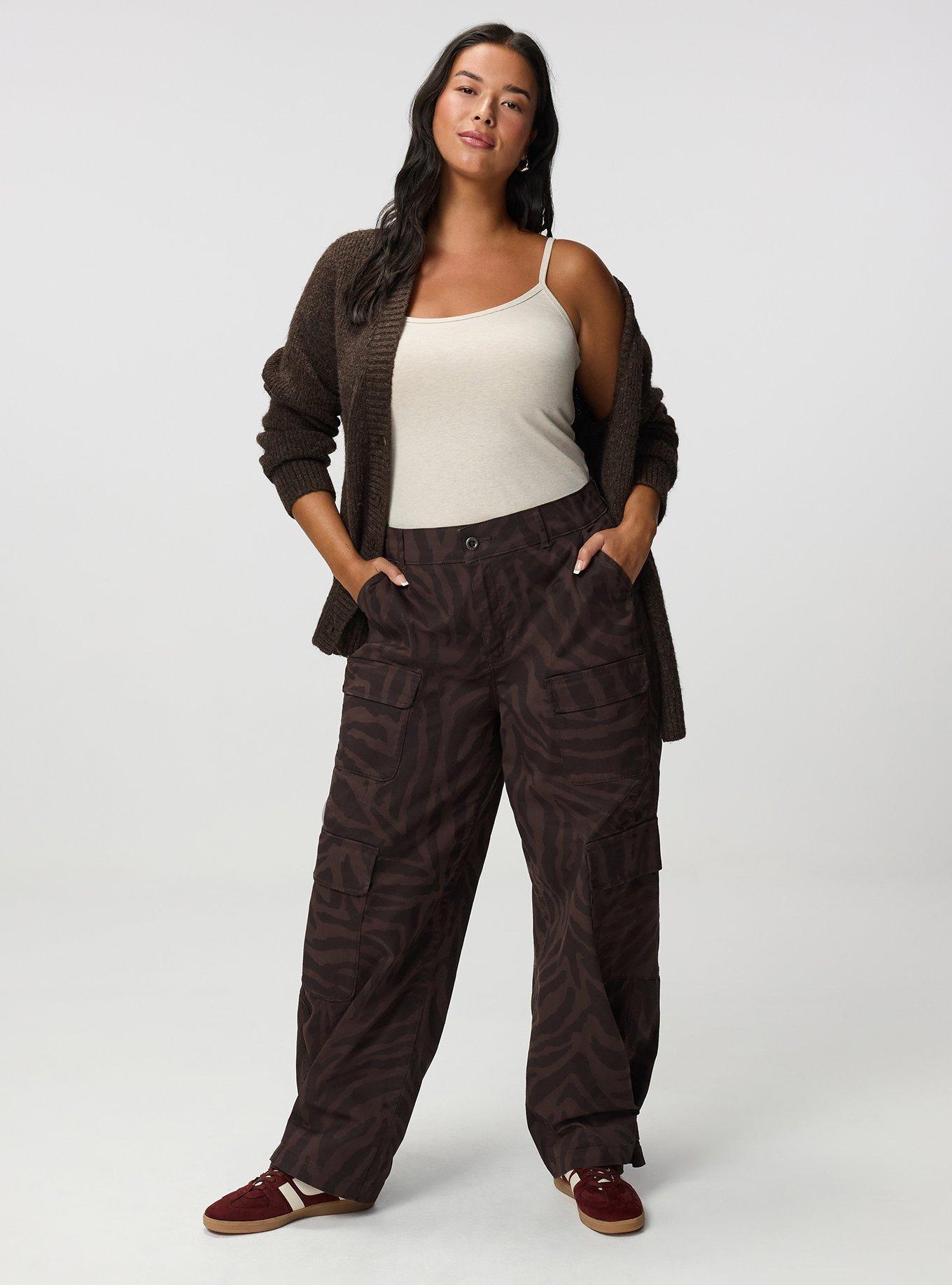 High-Rise Baggy Cargo Wide-Leg Pant, TEXTURED ZEBRA JAVA, alternate