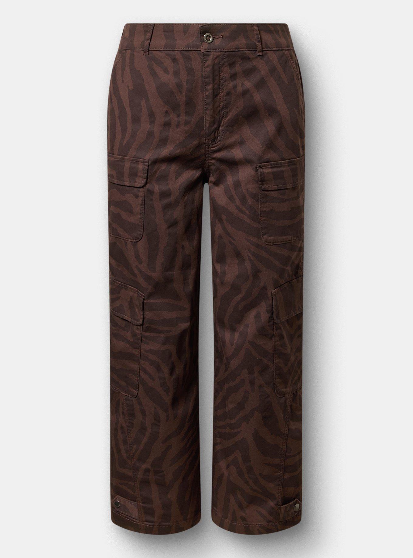 High-Rise Baggy Cargo Wide-Leg Pant, TEXTURED ZEBRA JAVA, flat