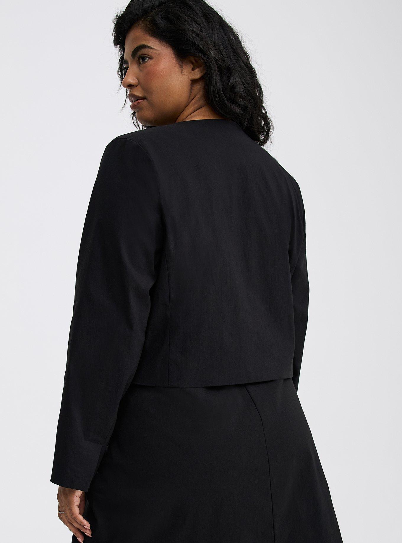 Cropped Collarless Bow Blazer