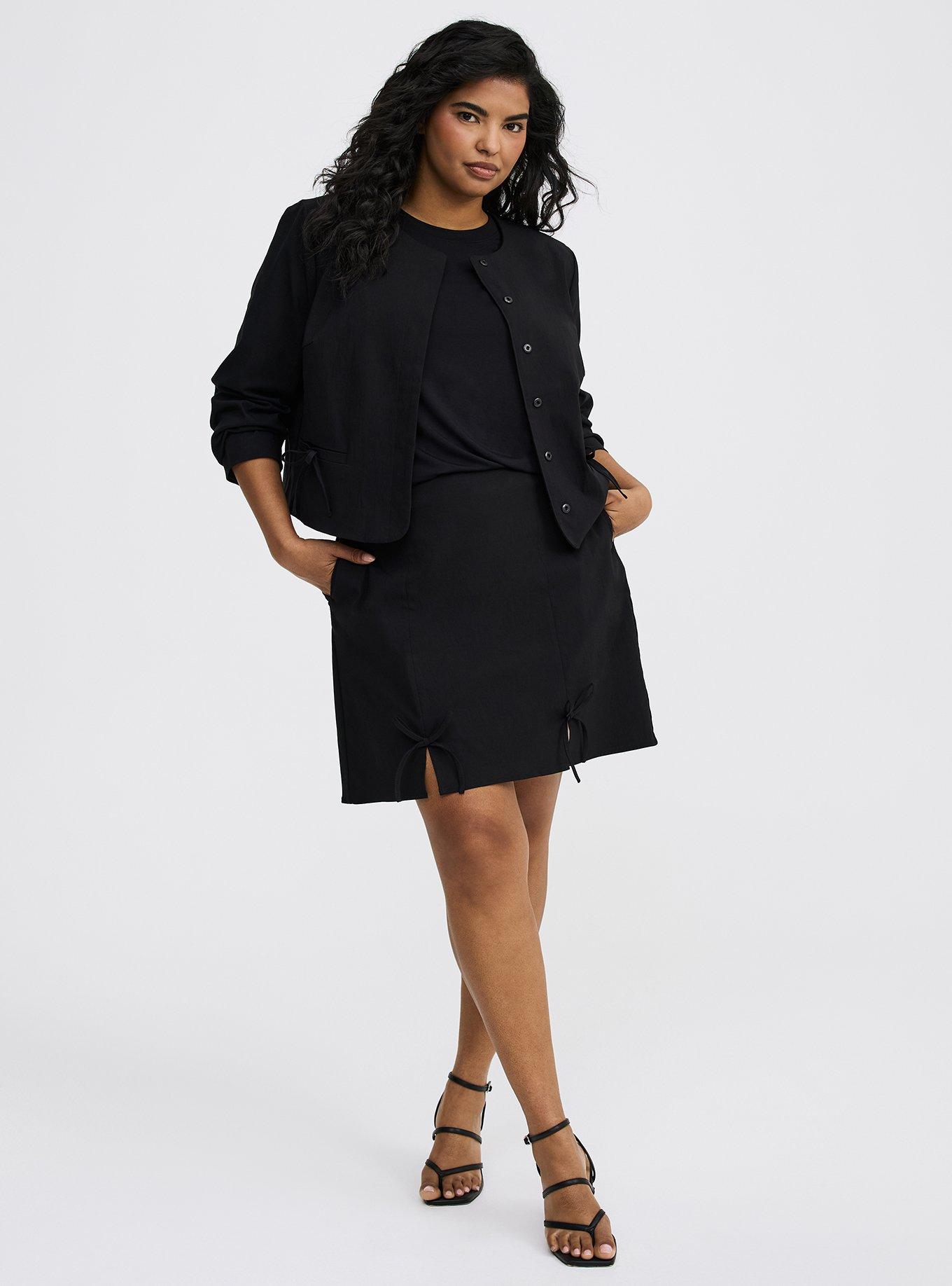 Cropped Collarless Bow Blazer