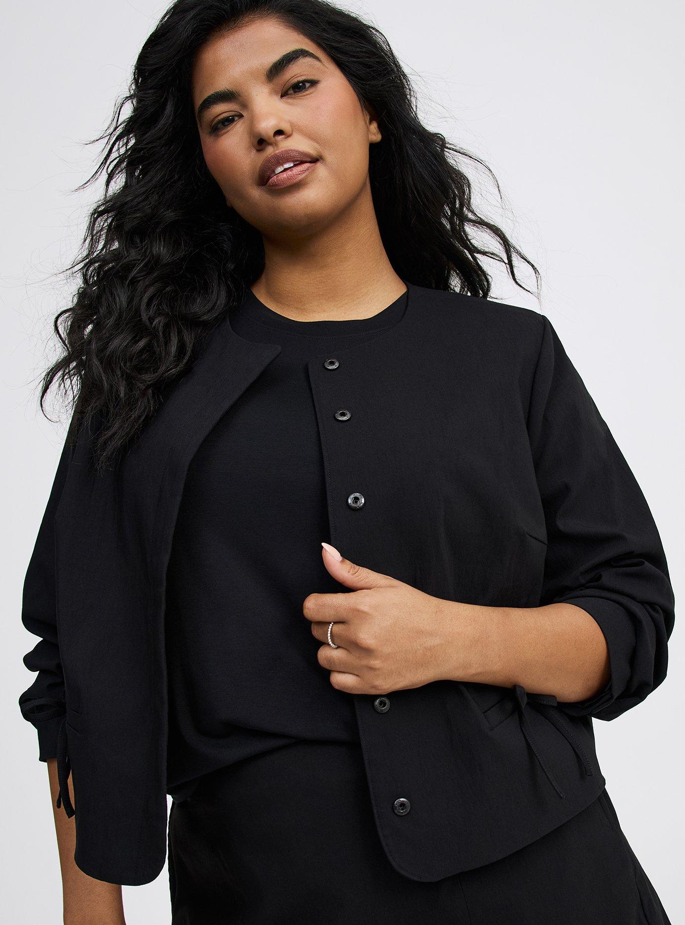 Cropped Collarless Bow Blazer