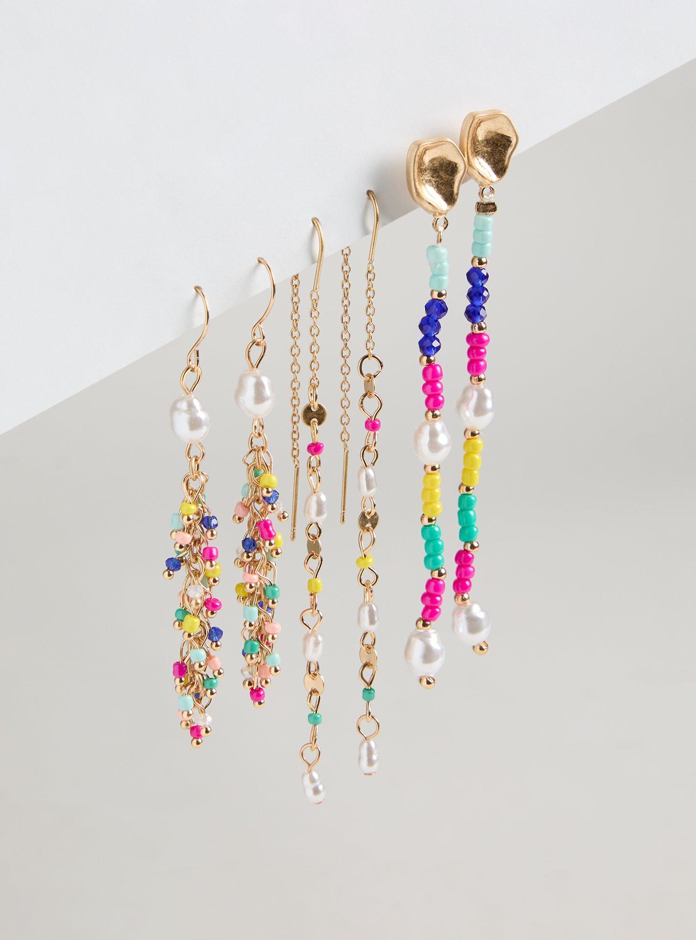 Beaded Linear Earring Set