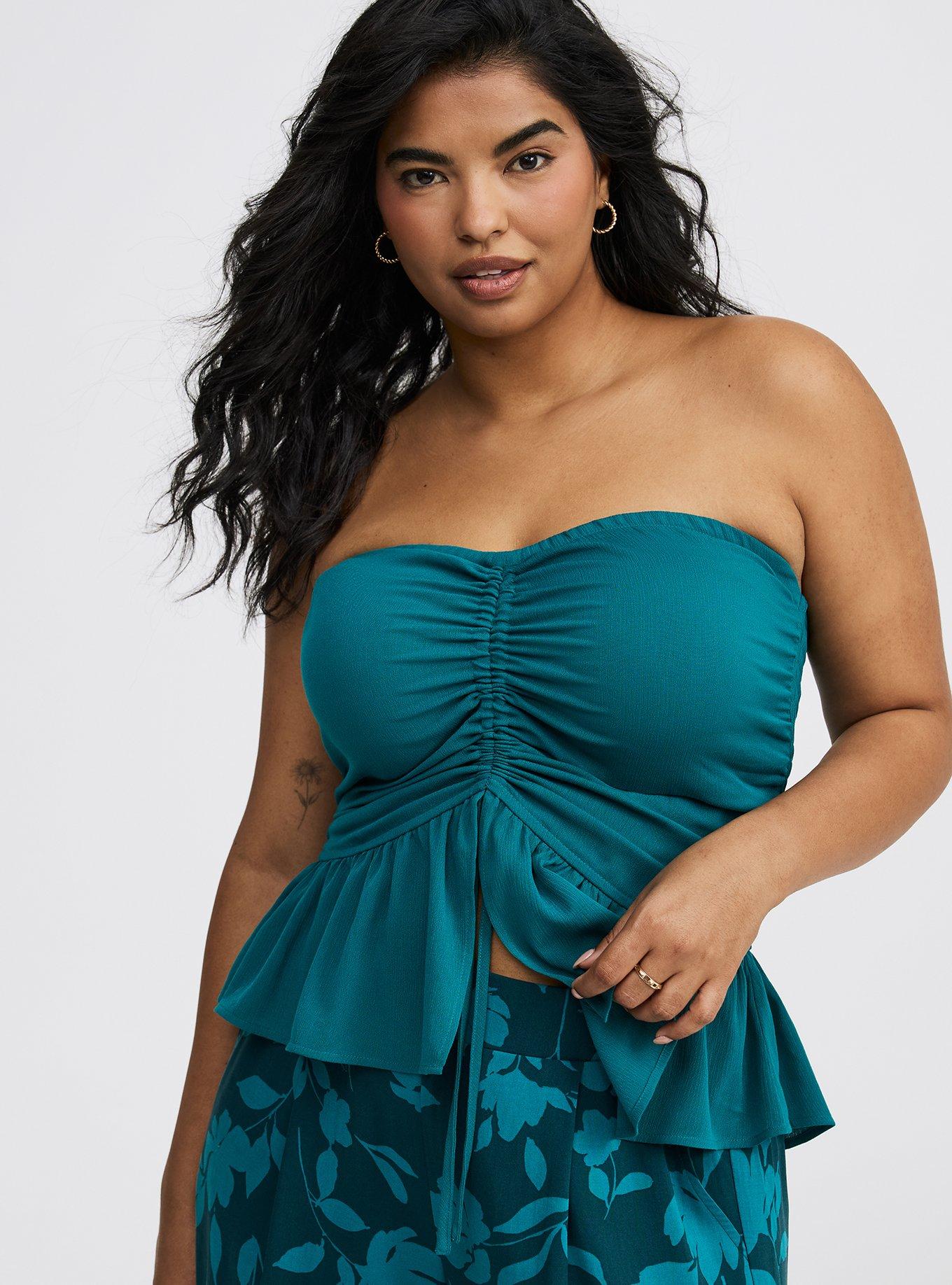 Crinkle Gauze Cinched Tube Top