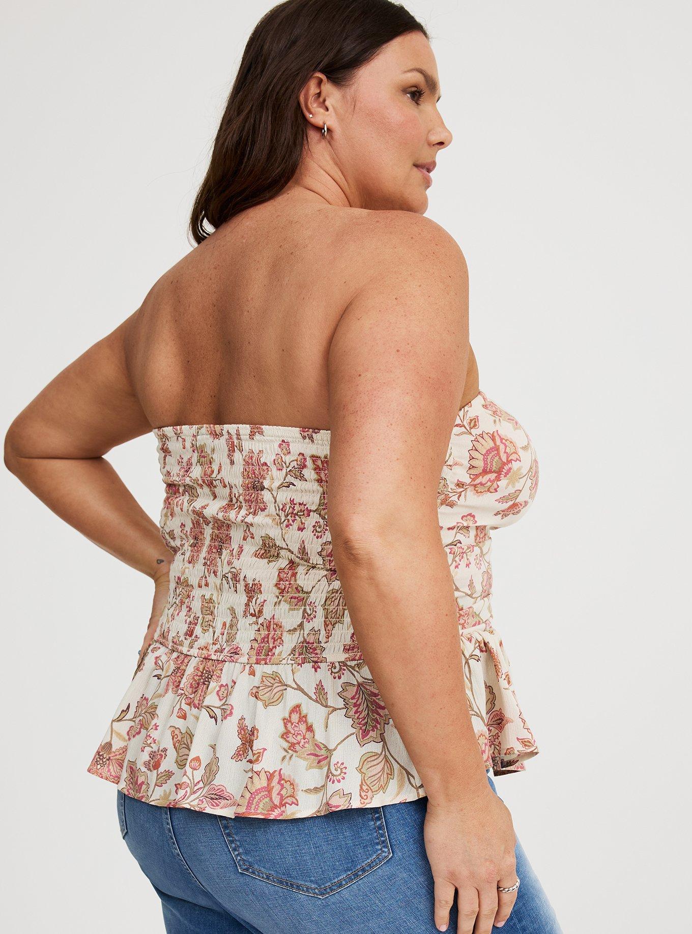 Crinkle Gauze Cinched Tube Top