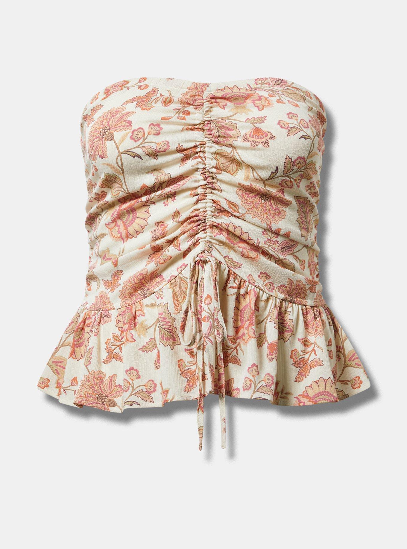 Crinkle Gauze Cinched Tube Top