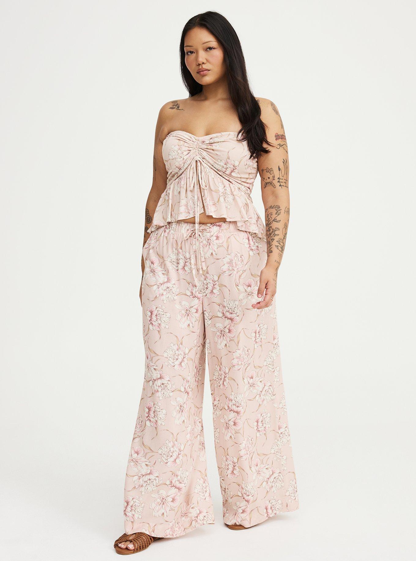 Crinkle Gauze Cinched Tube Top, SKETCHBOOK FLORAL TAN, alternate