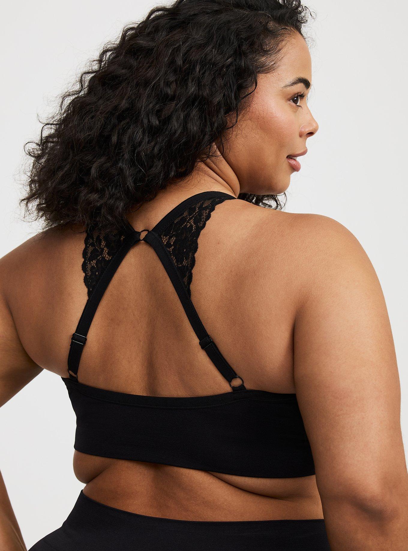 Unlined Seamless Ruched Bralette, RICH BLACK, alternate