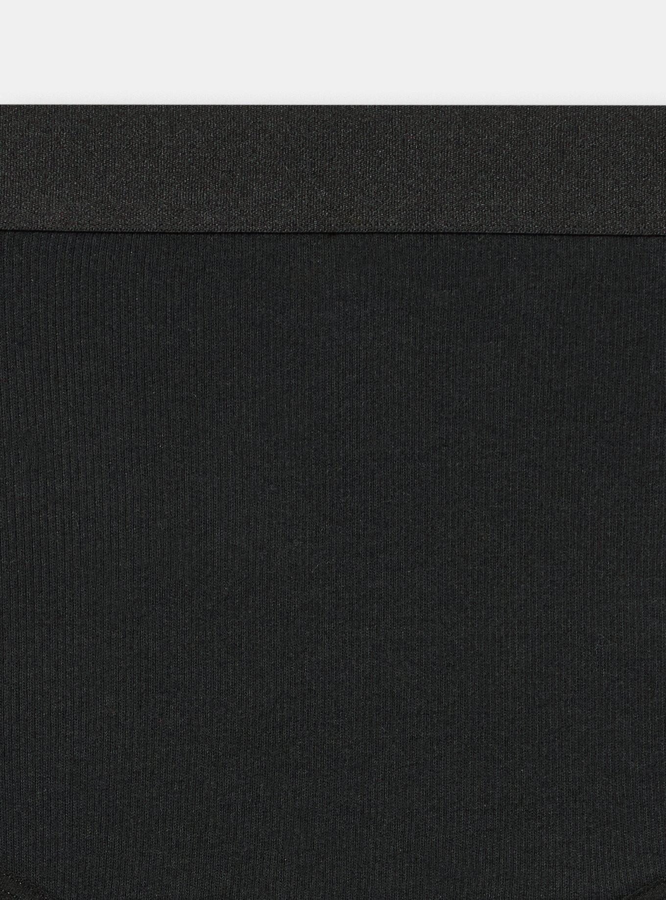 Cotton Rib Mid-Rise Brief Panty, RICH BLACK, alternate